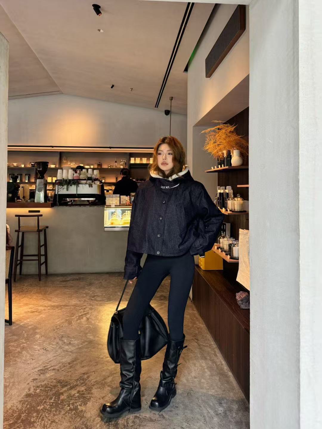 L0WEW フード付きデニムキルティングジャケット【50％割引+送料無料】