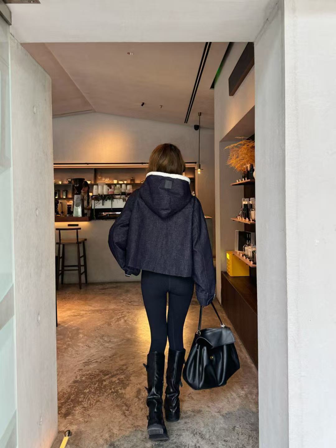 L0WEW フード付きデニムキルティングジャケット【50％割引+送料無料】