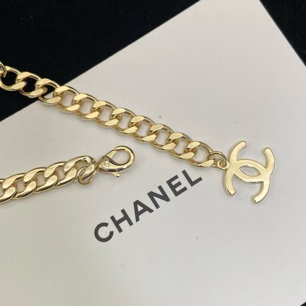 CHANE1 レザー ダブルC ダイヤモンドネックレス【50％割引+送料無料】