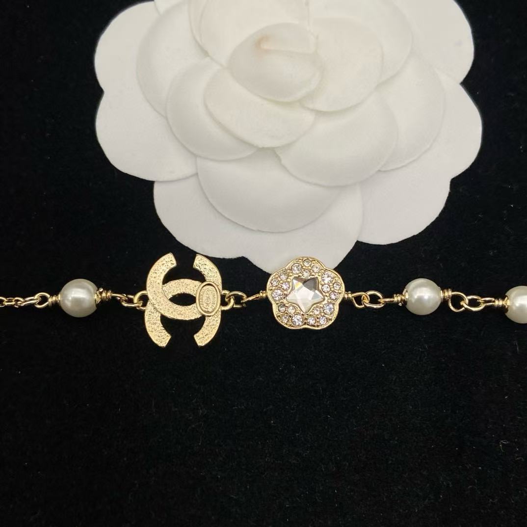 CHANE1 ダブルC フラワーパールブレスレット【50％割引+送料無料】