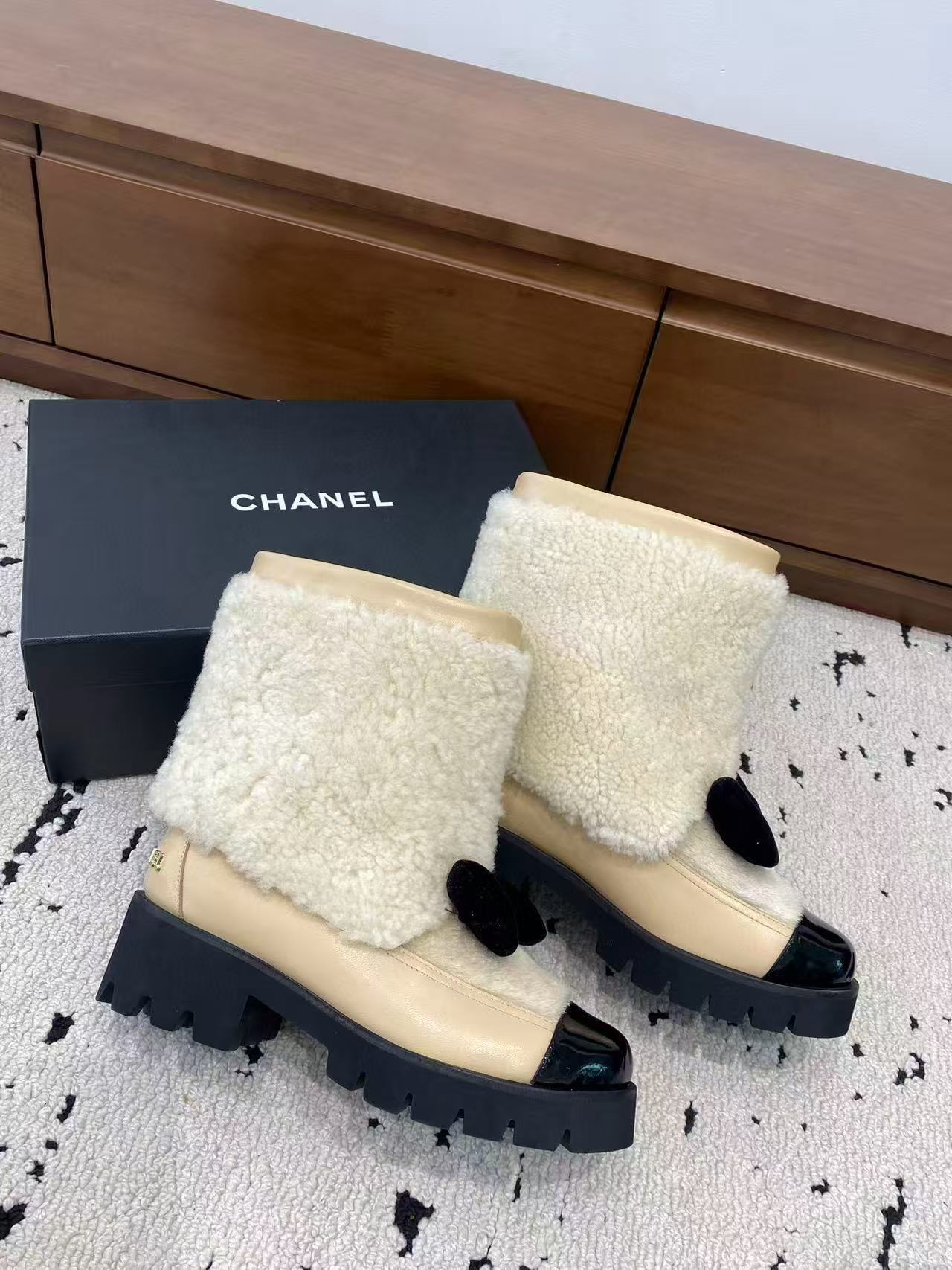 CHANE1 高品質ウール ボウアンクルブーツ【50％割引+送料無料】