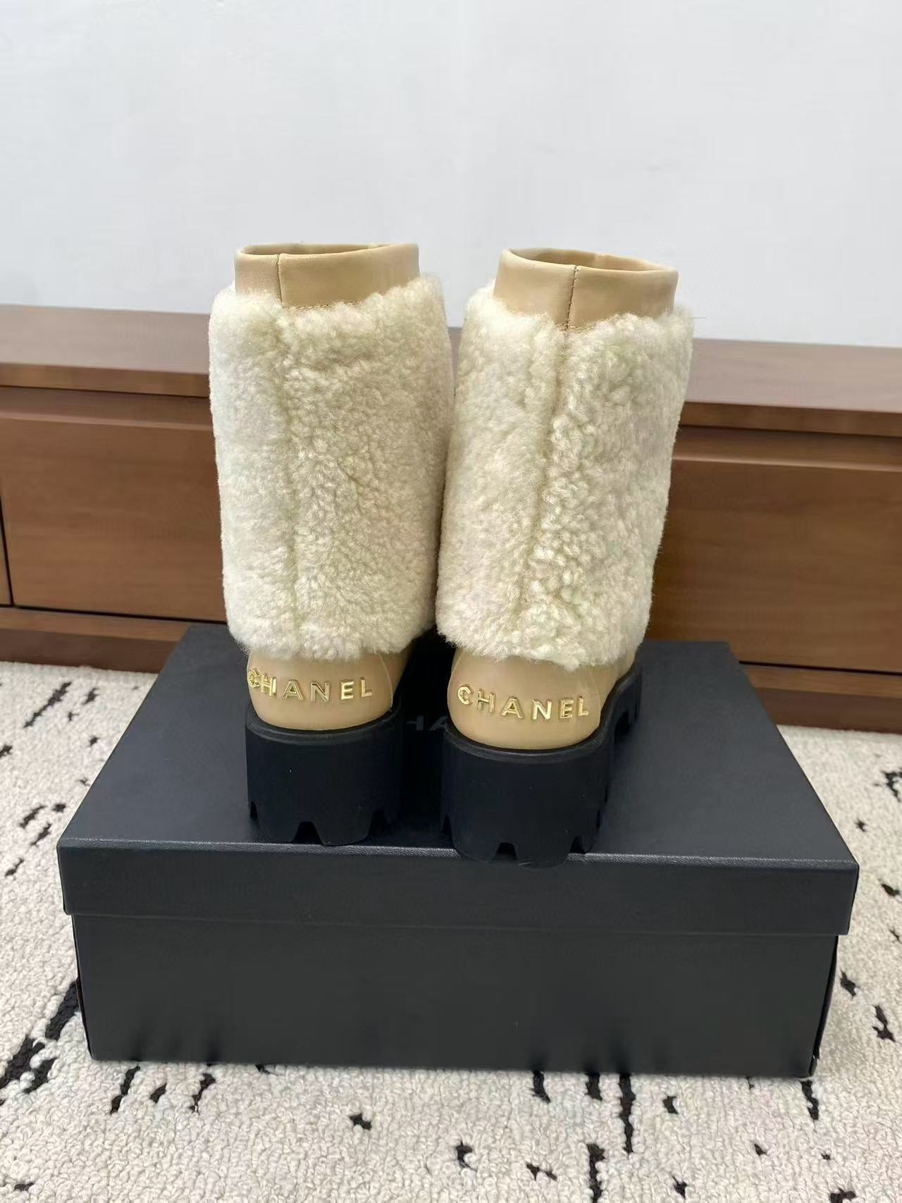 CHANE1 高品質ウール ボウアンクルブーツ【50％割引+送料無料】