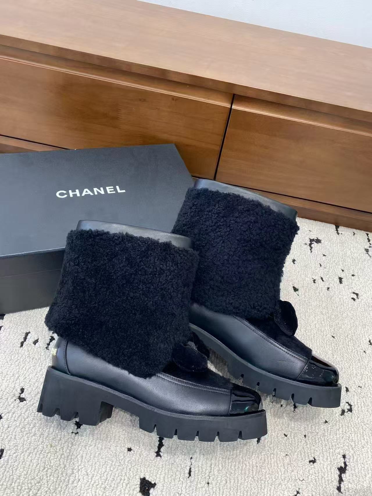 CHANE1 高品質ウール ボウアンクルブーツ【50％割引+送料無料】