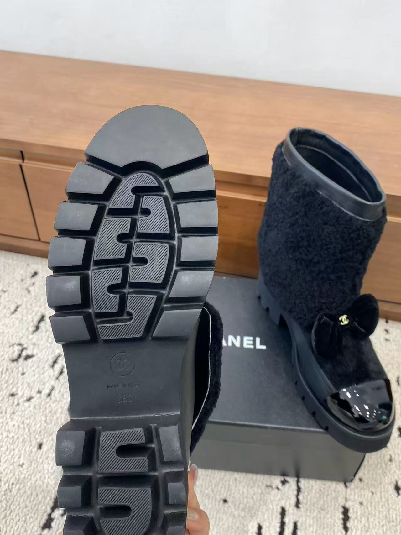 CHANE1 高品質ウール ボウアンクルブーツ【50％割引+送料無料】