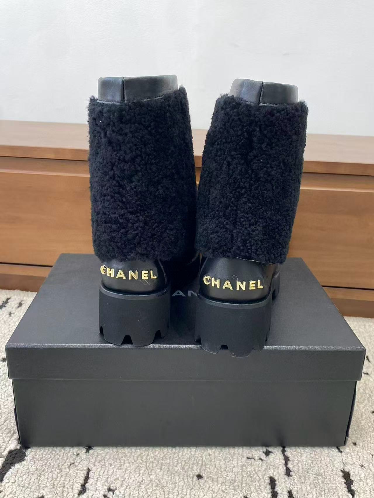 CHANE1 高品質ウール ボウアンクルブーツ【50％割引+送料無料】