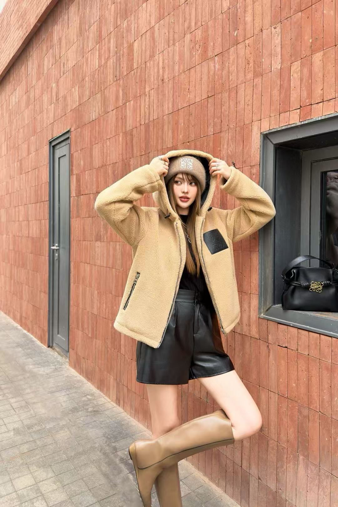 L0WEW フード付きシェルパジャケット【50％割引+送料無料】