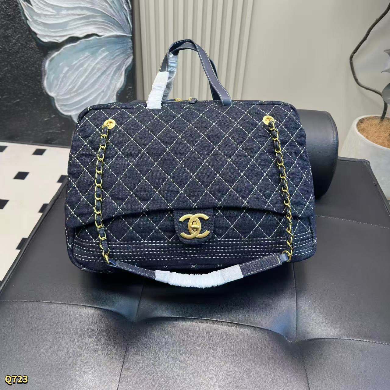 CHANE1 ダブルCチェックチェーンショッピングバッグ【50％割引+送料無料】