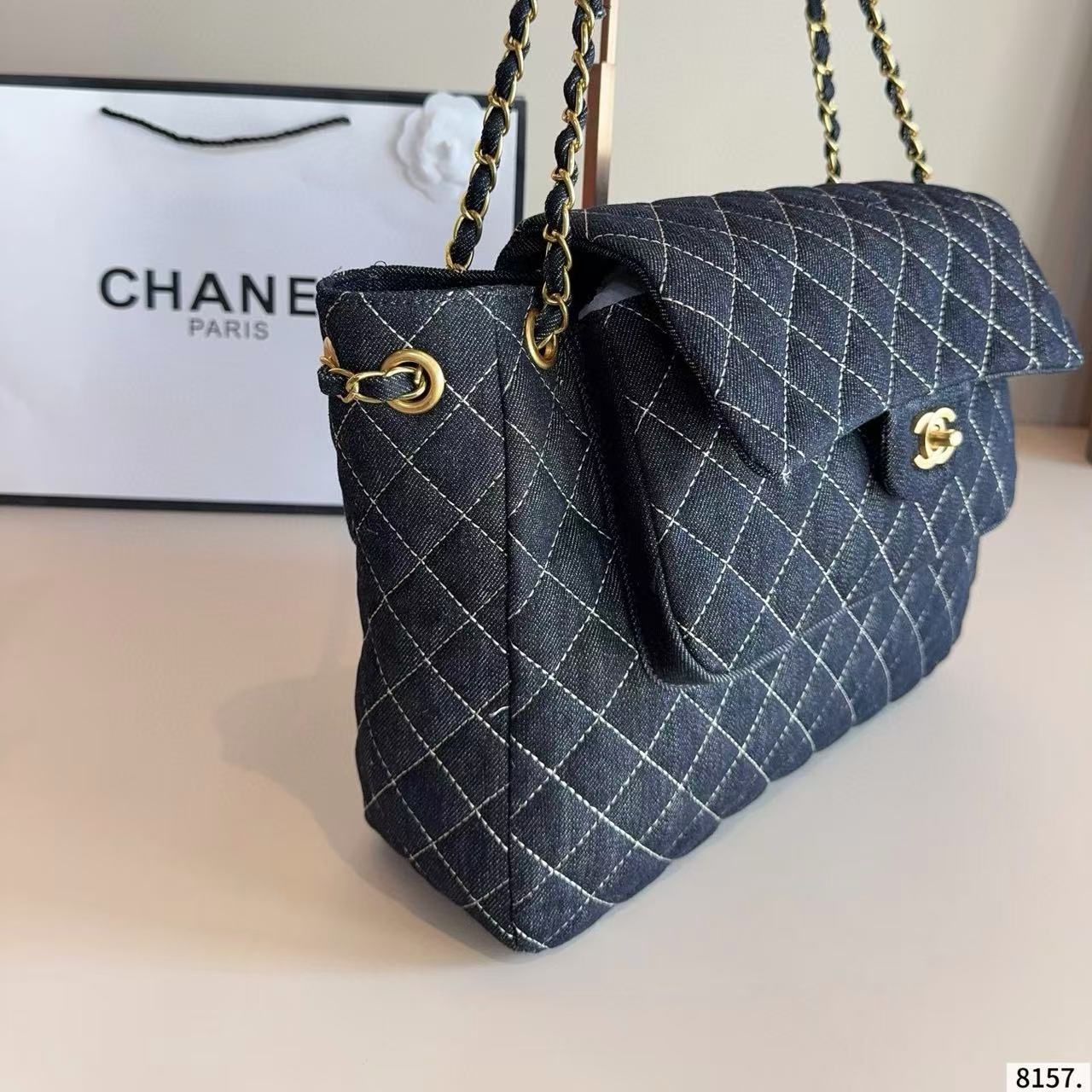 CHANE1 デニムチェーンショルダーバッグ【50％割引+送料無料】