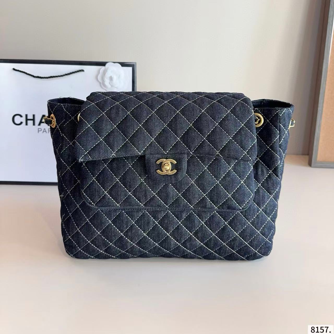 CHANE1 デニムチェーンショルダーバッグ【50％割引+送料無料】