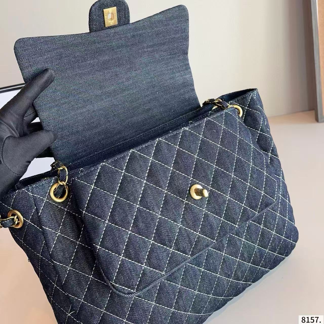 CHANE1 デニムチェーンショルダーバッグ【50％割引+送料無料】