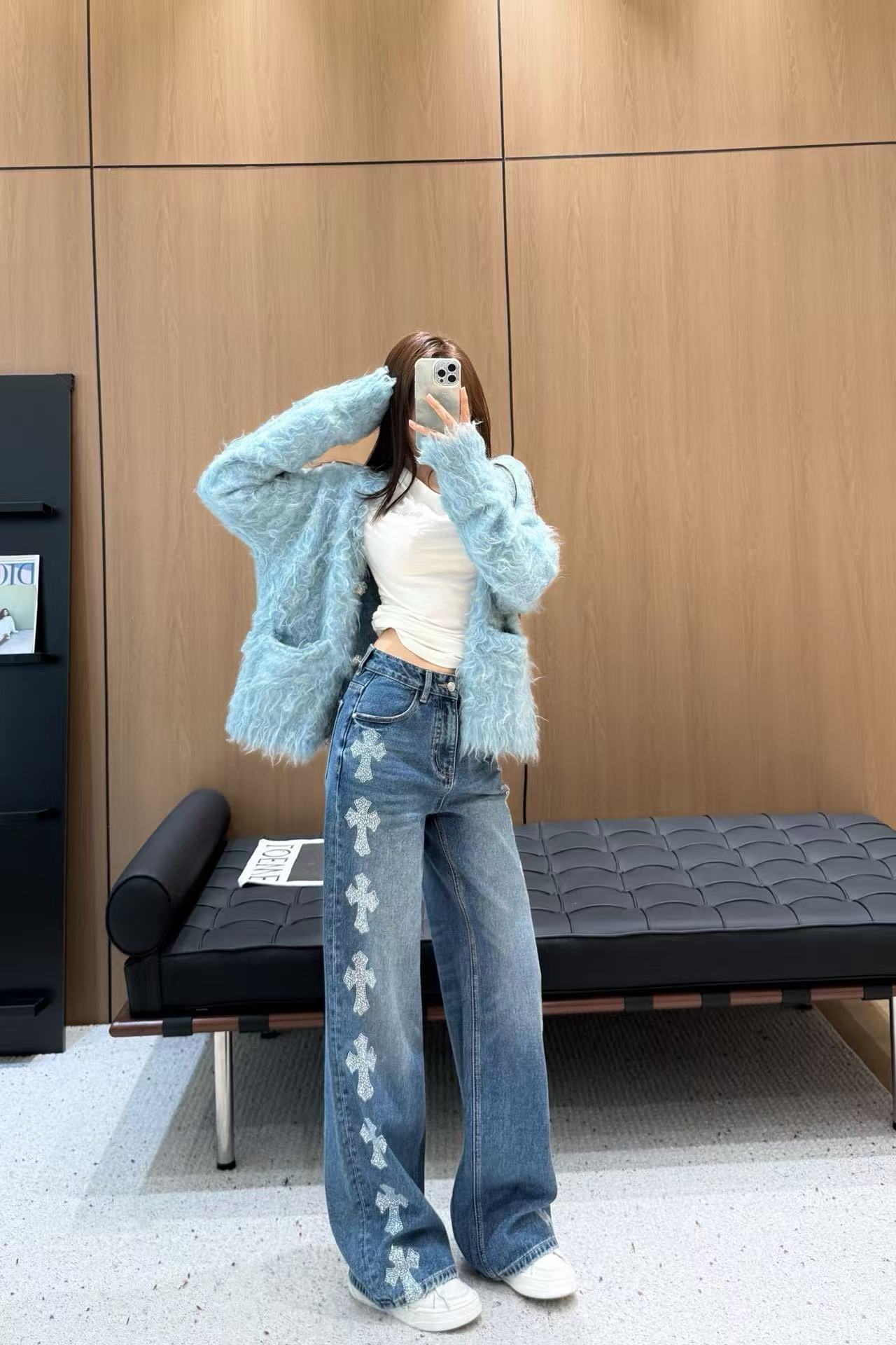 Chr0me Heartsラインストーンストレートレッグジーンズ【50％割引+送料無料】