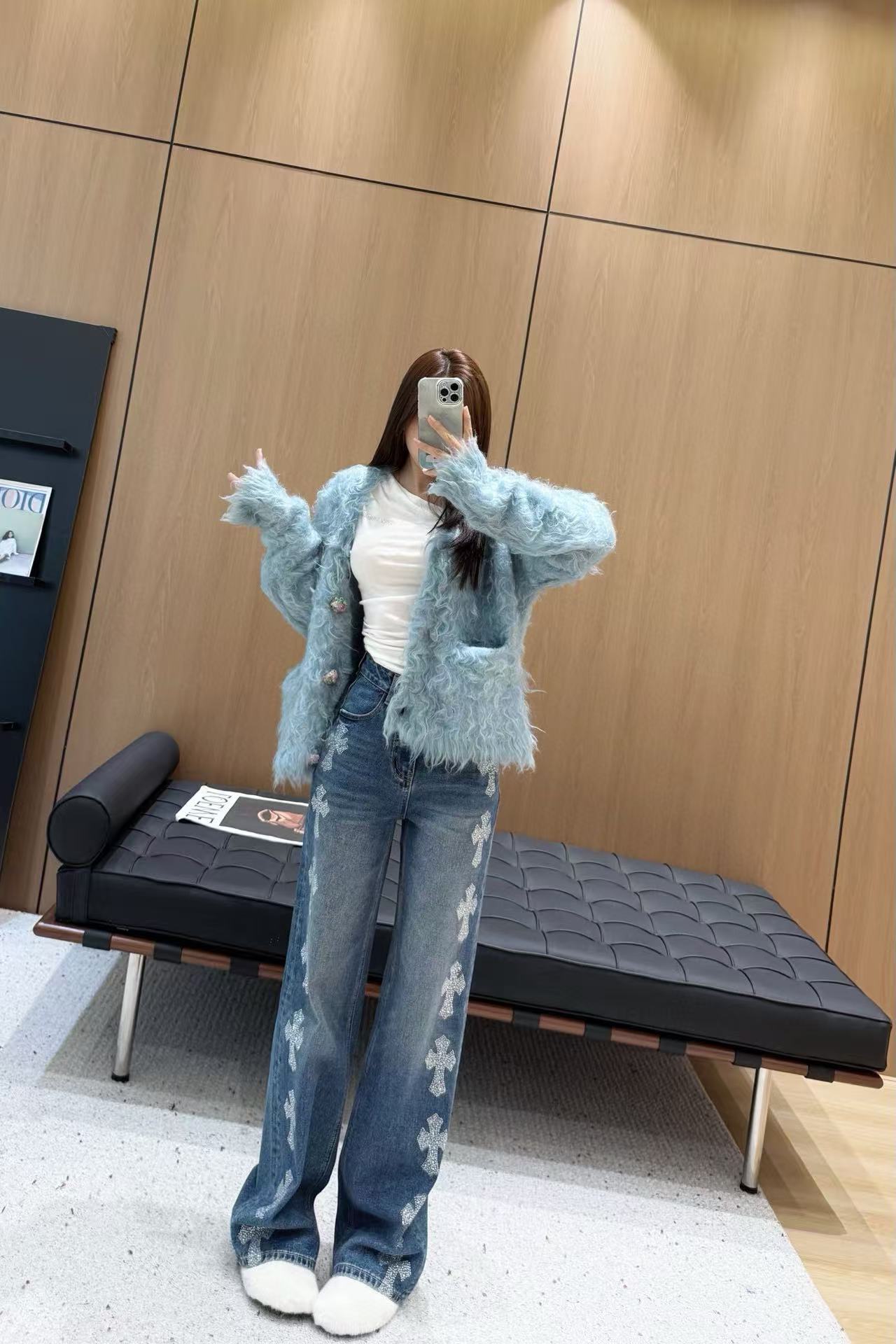 Chr0me Heartsラインストーンストレートレッグジーンズ【50％割引+送料無料】