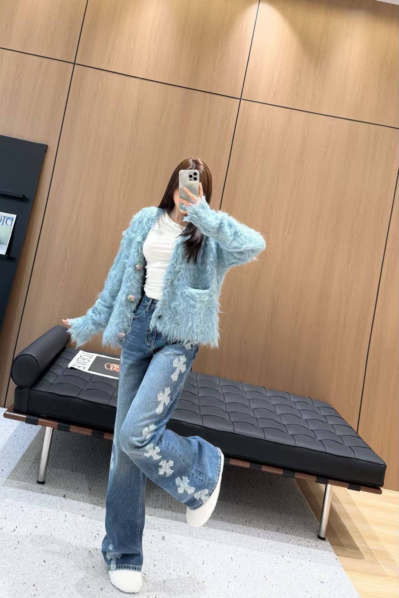 Chr0me Heartsラインストーンストレートレッグジーンズ【50％割引+送料無料】