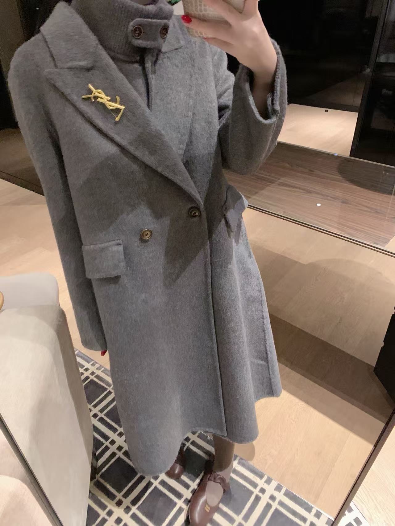 YSL カシミアベストとコートのツーピースセット【50％割引+送料無料】