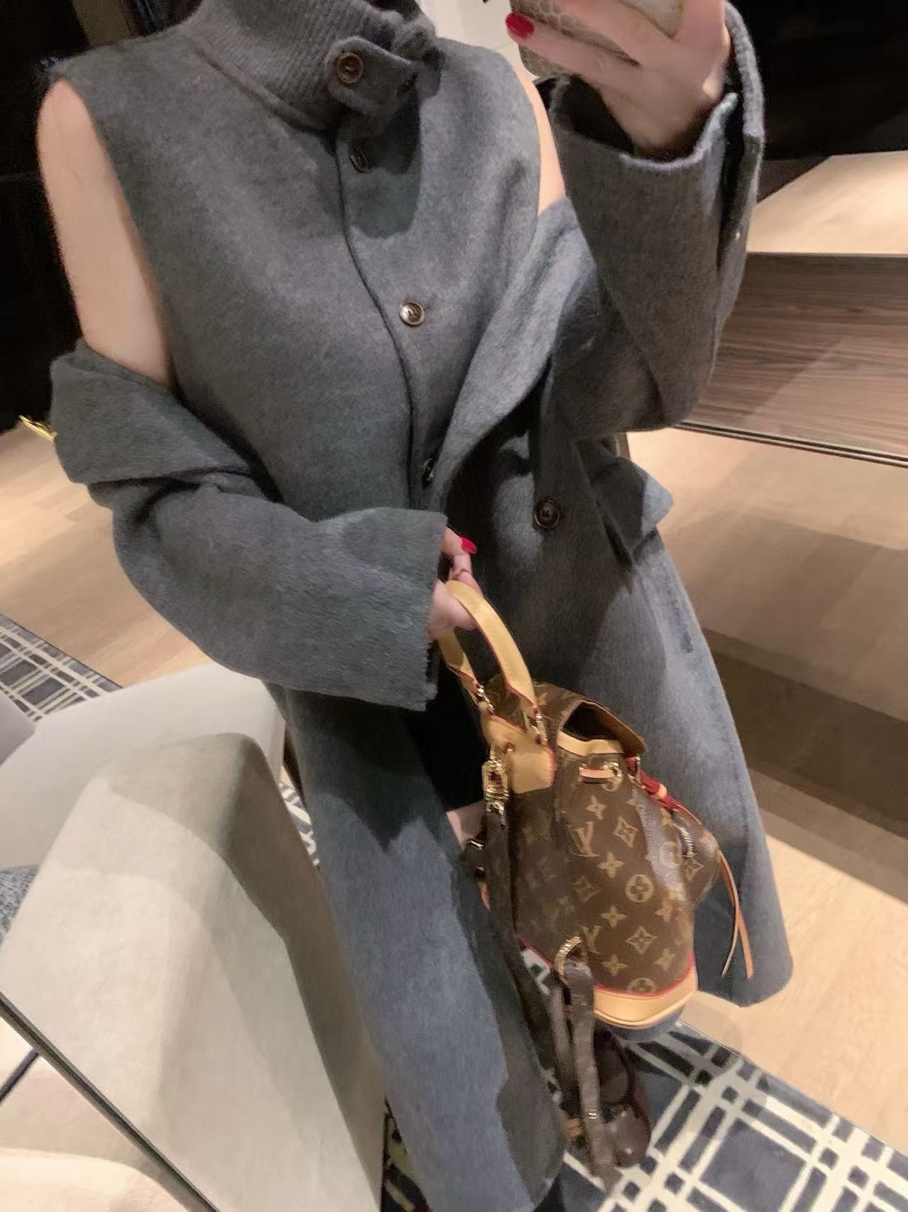 YSL カシミアベストとコートのツーピースセット【50％割引+送料無料】