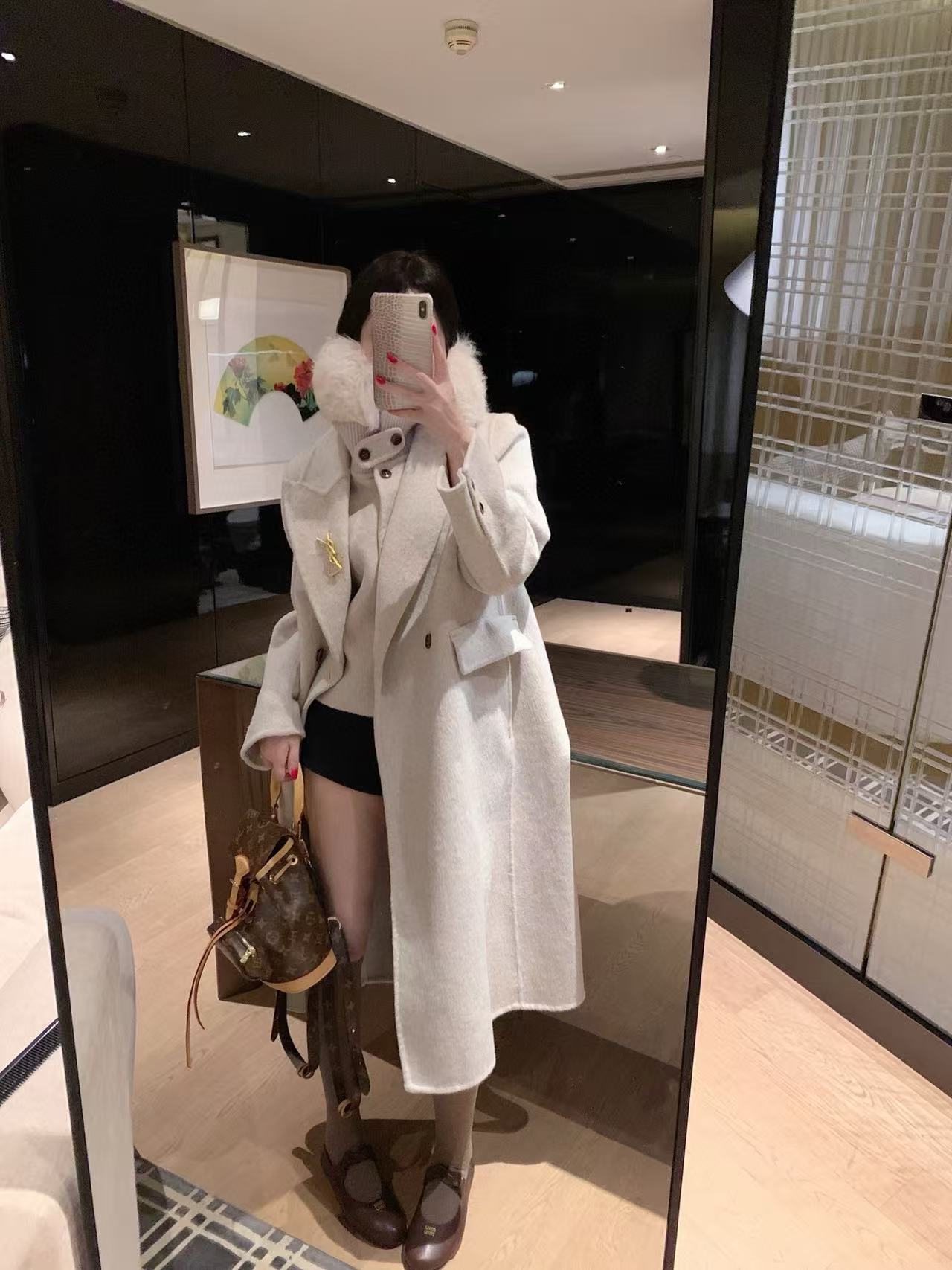 YSL カシミアベストとコートのツーピースセット【50％割引+送料無料】