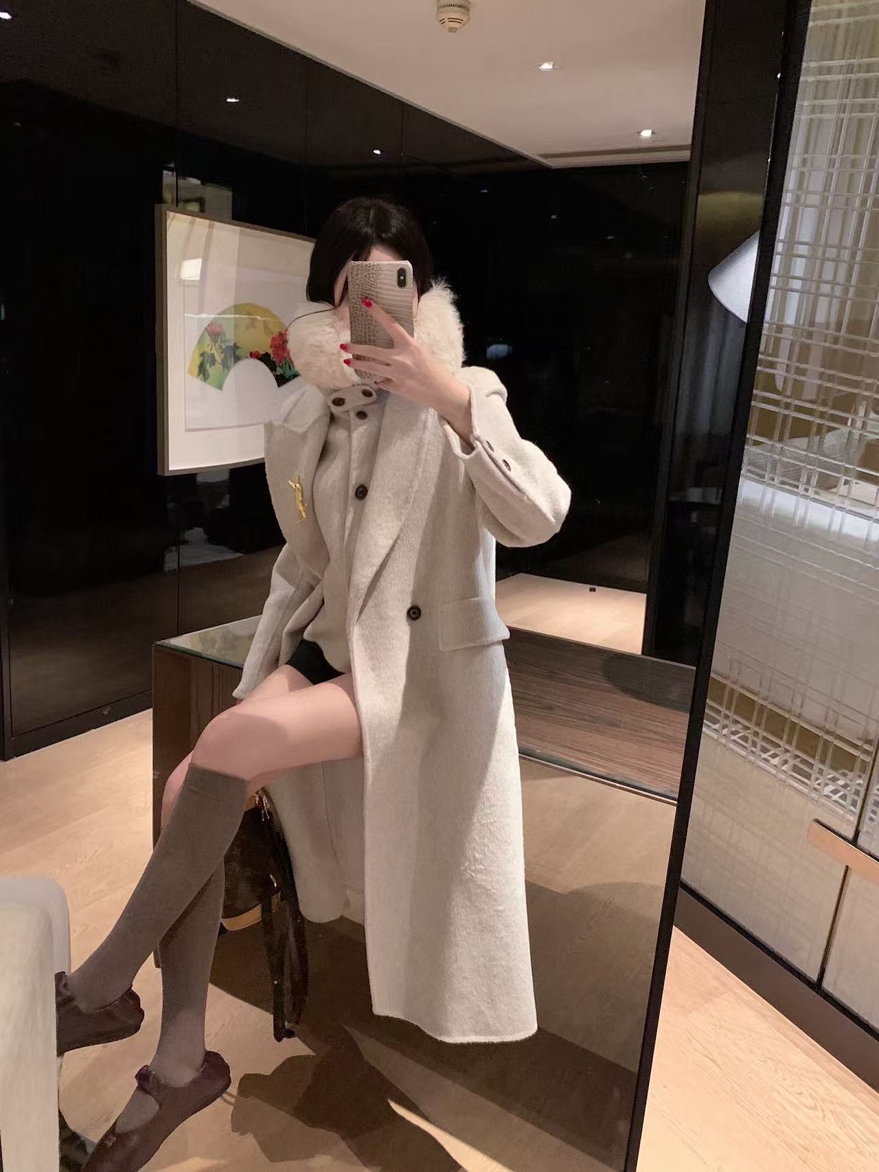 YSL カシミアベストとコートのツーピースセット【50％割引+送料無料】