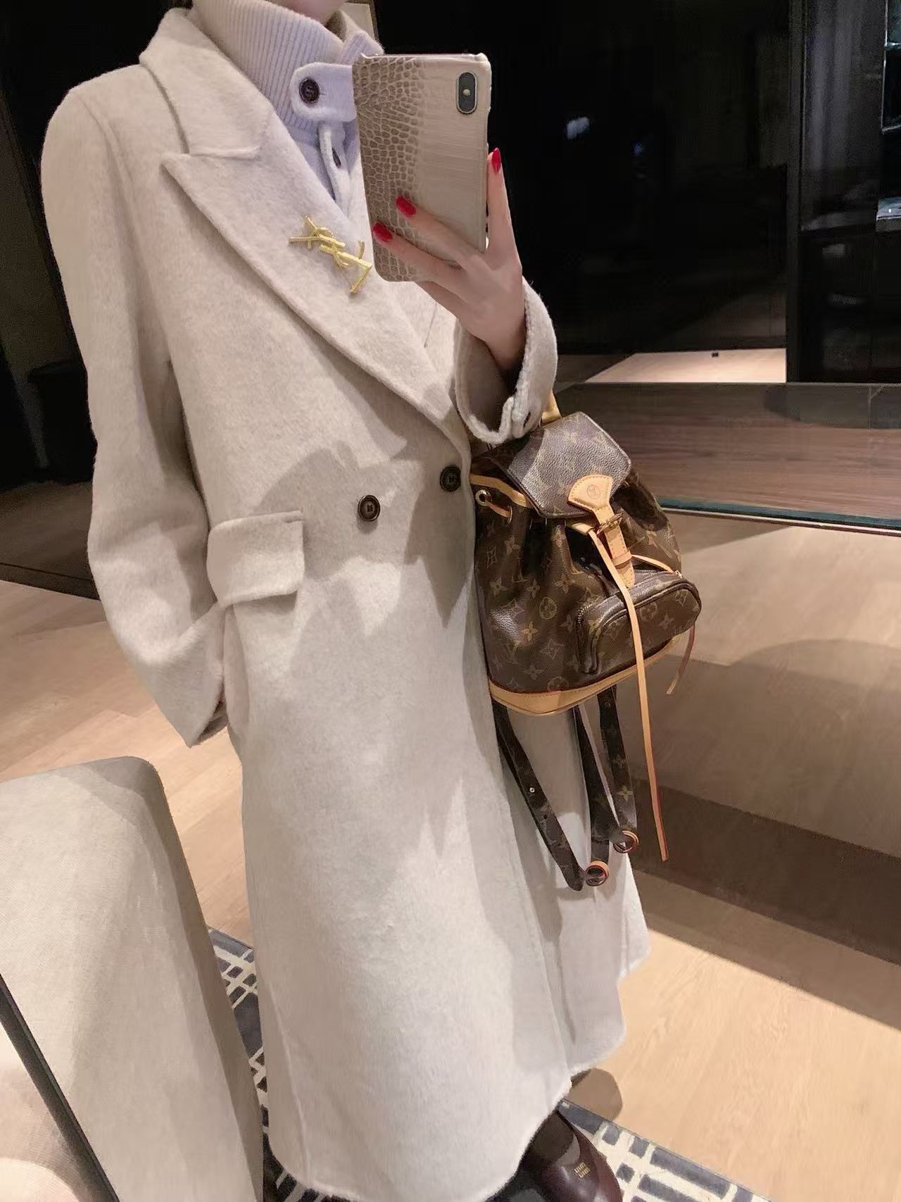 YSL カシミアベストとコートのツーピースセット【50％割引+送料無料】