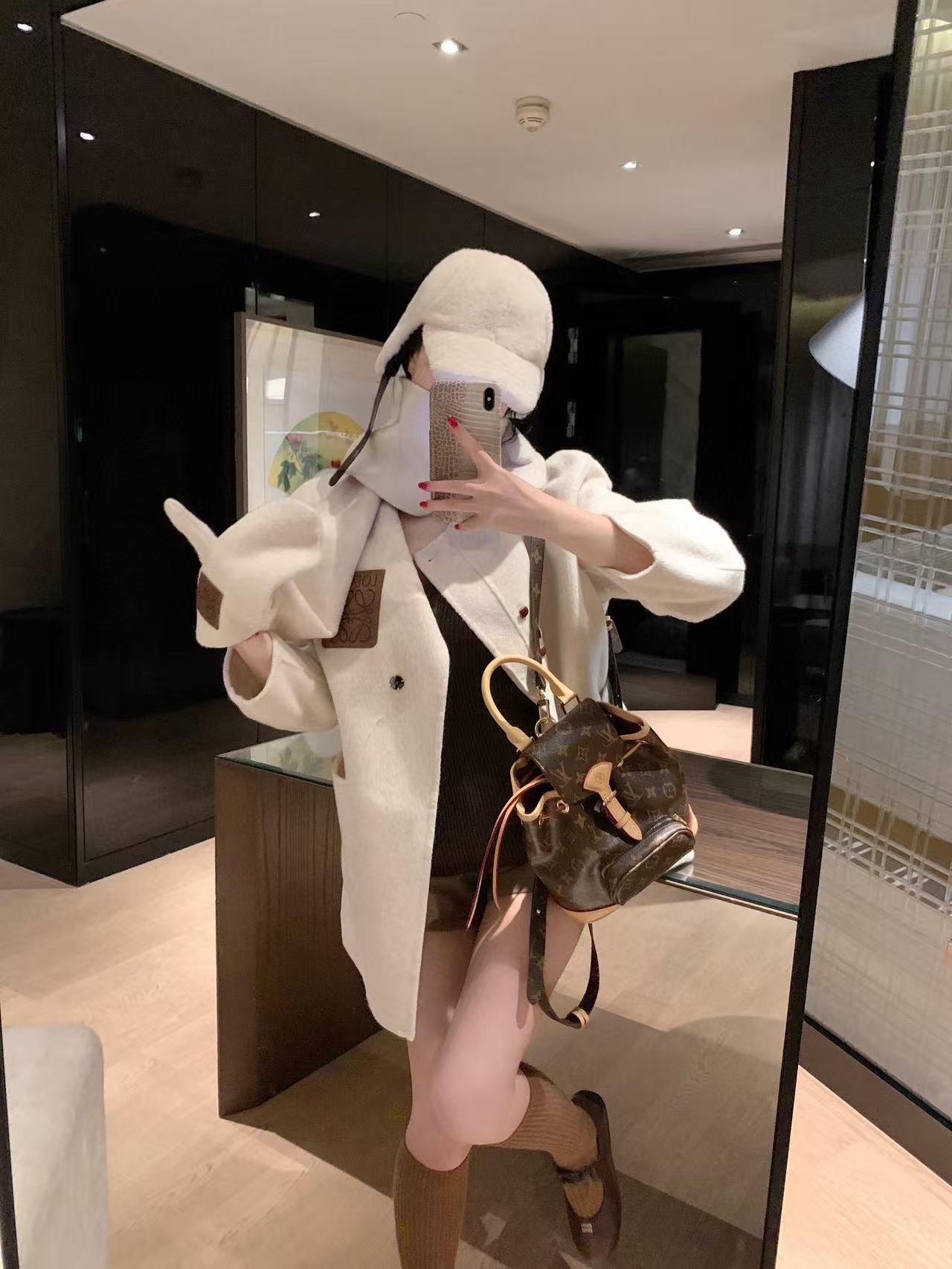 L0WEW カシミアコートとスカーフのツーピースセット【50％割引+送料無料】