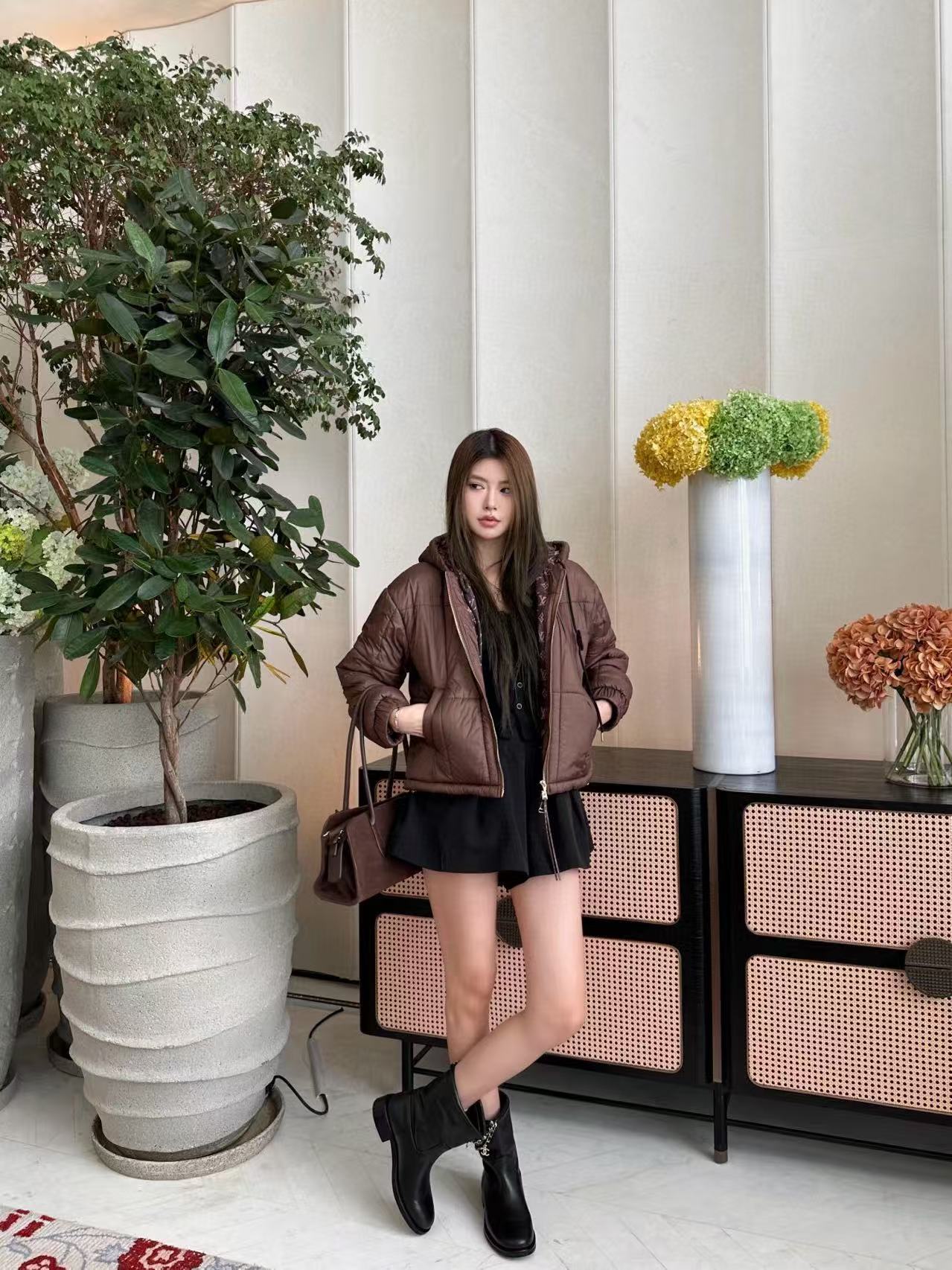 LVの高品質プリントフード付きコットンコート【50％割引+送料無料】