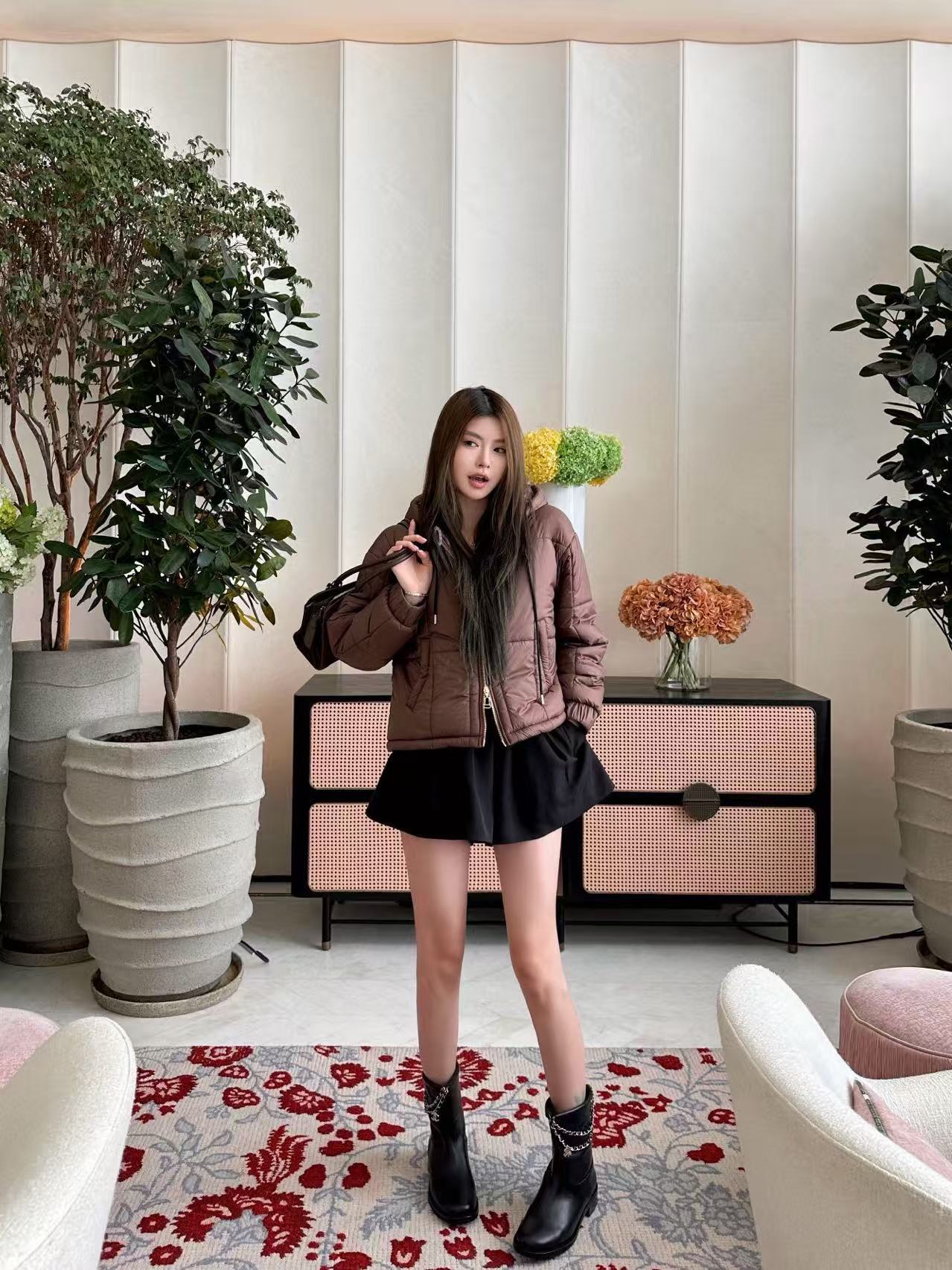 LVの高品質プリントフード付きコットンコート【50％割引+送料無料】