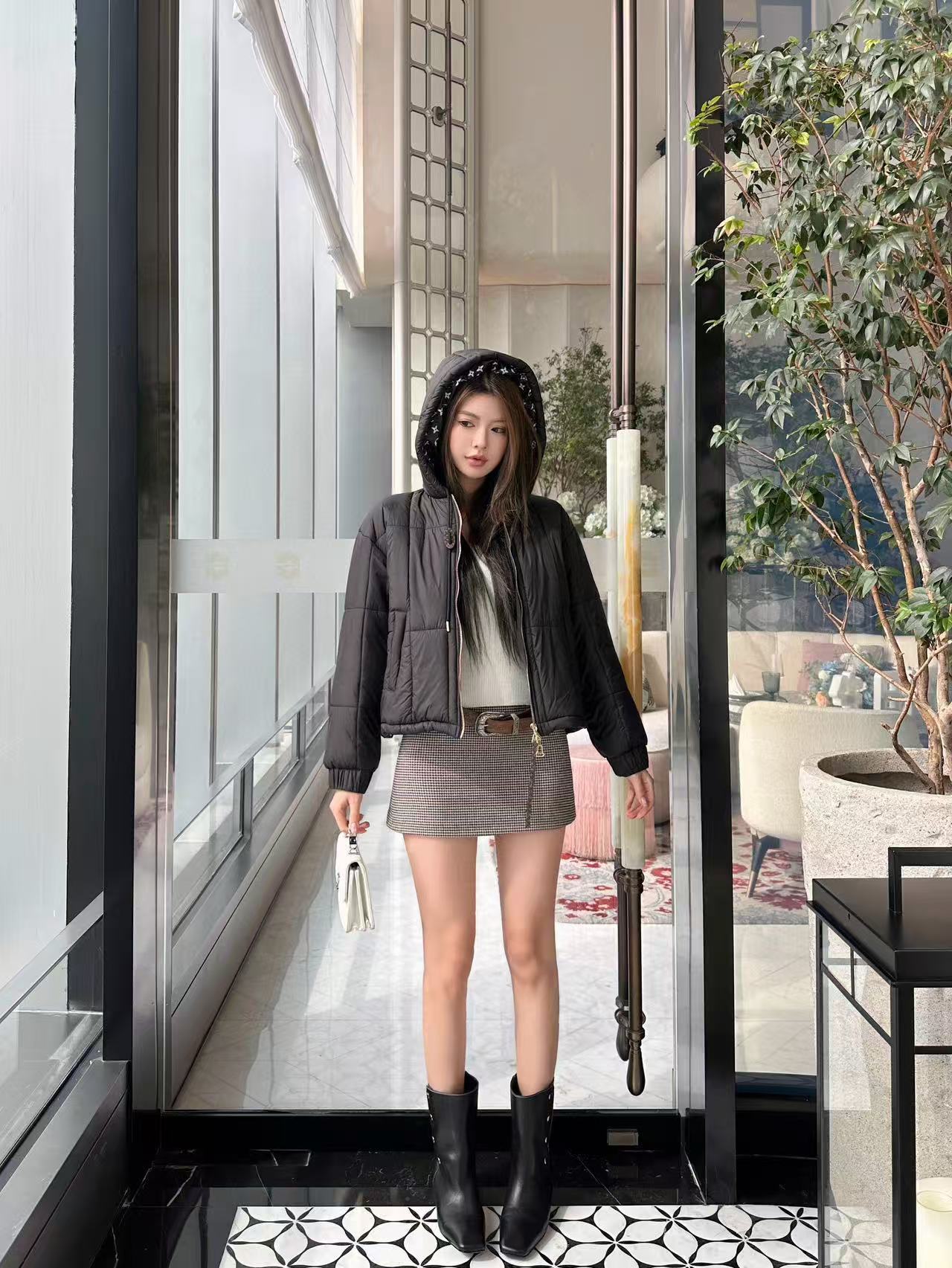 LVの高品質プリントフード付きコットンコート【50％割引+送料無料】