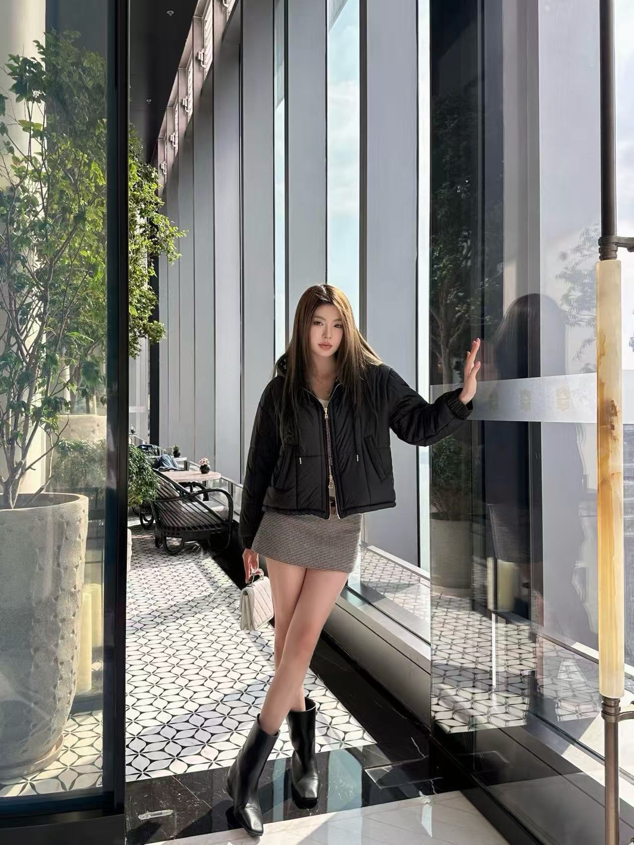 LVの高品質プリントフード付きコットンコート【50％割引+送料無料】