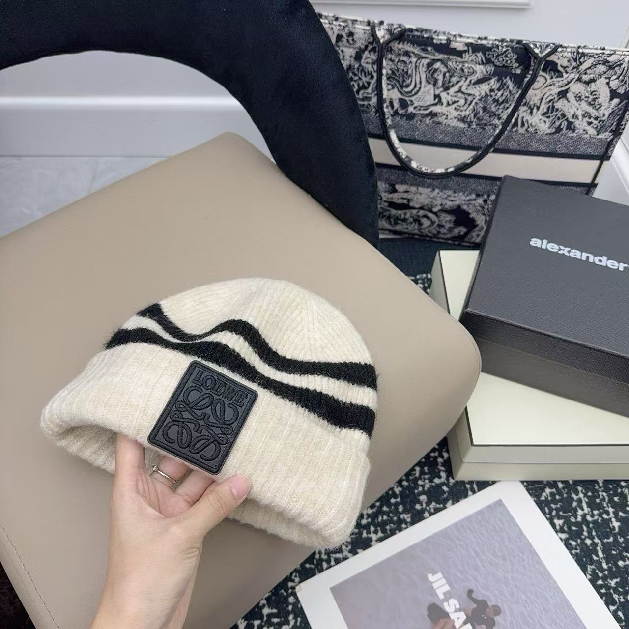 L0WEW カラーブロック ロゴ ウールハット【50％割引+送料無料】