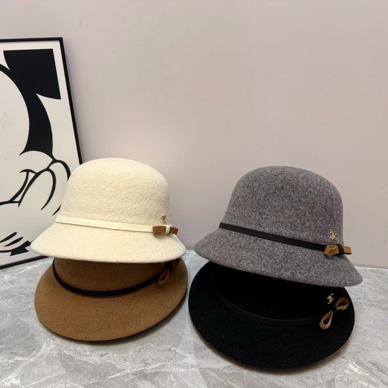 CHANE1 ダブルC ボウ ウール フィッシャーマンハット【50％割引+送料無料】