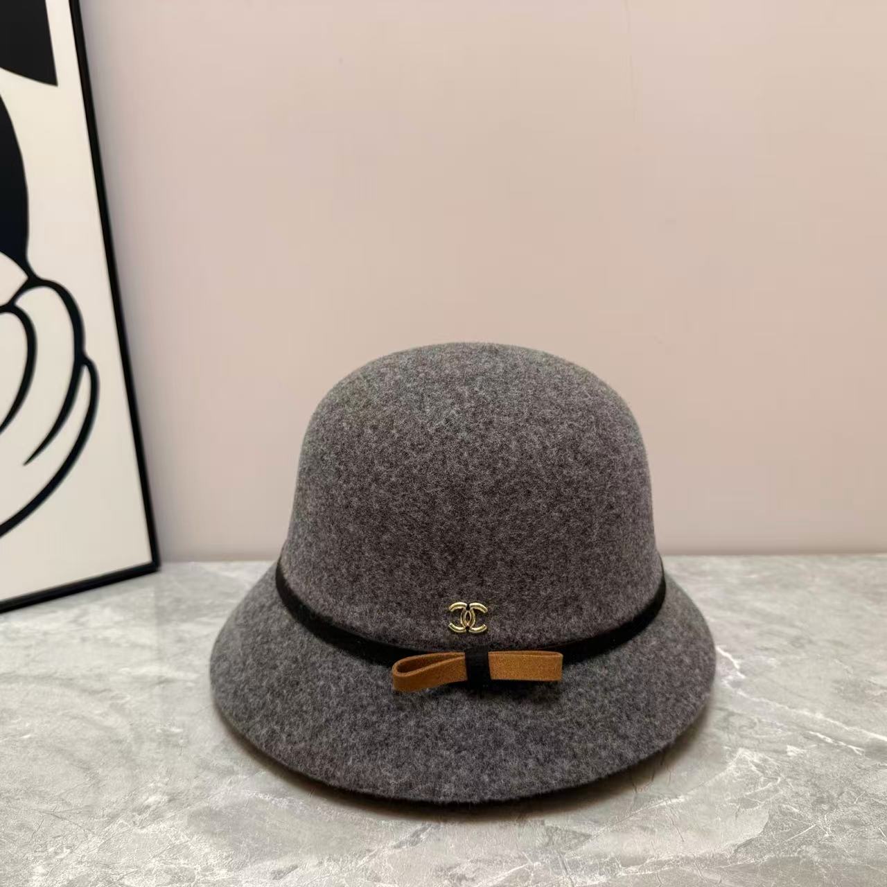 CHANE1 ダブルC ボウ ウール フィッシャーマンハット【50％割引+送料無料】
