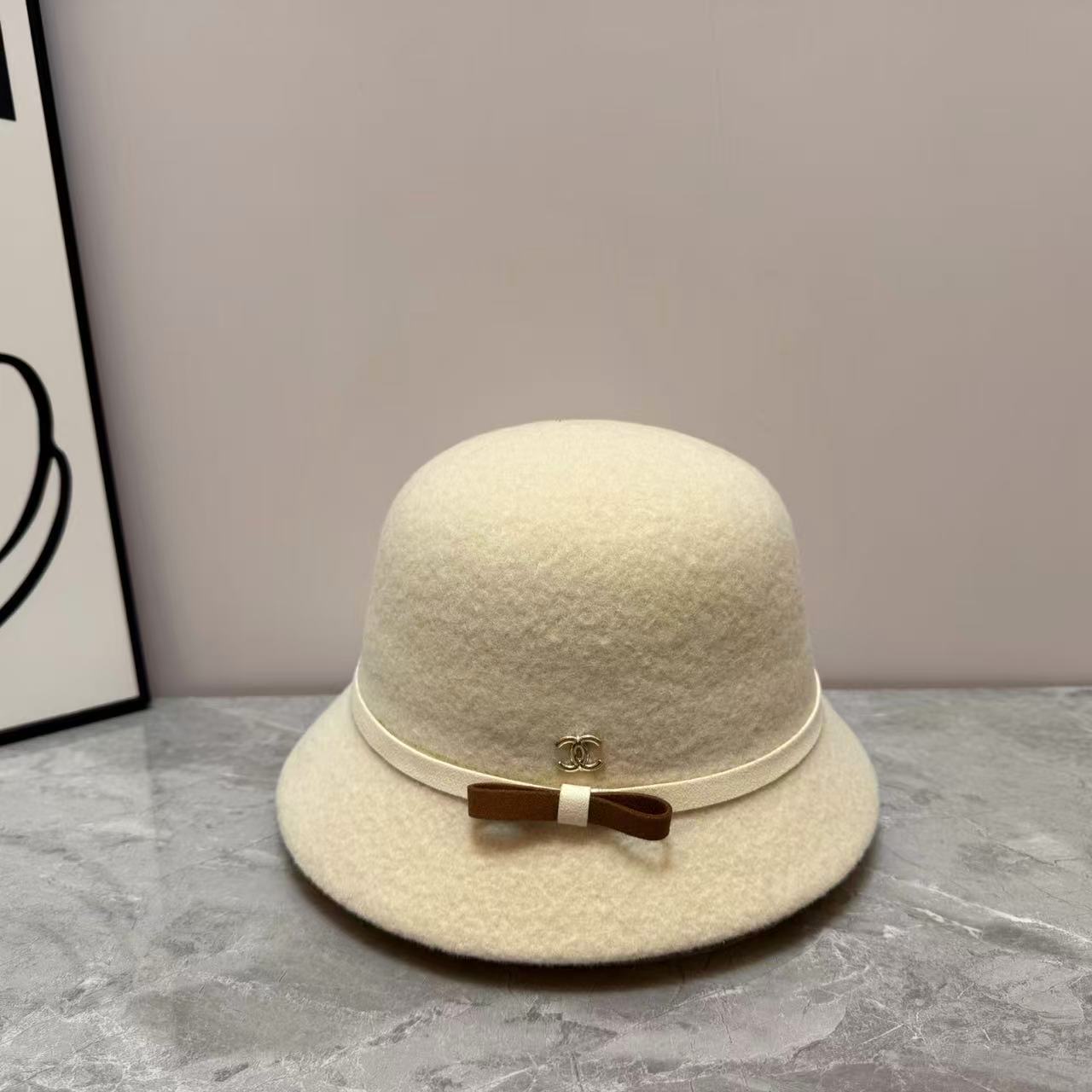 CHANE1 ダブルC ボウ ウール フィッシャーマンハット【50％割引+送料無料】