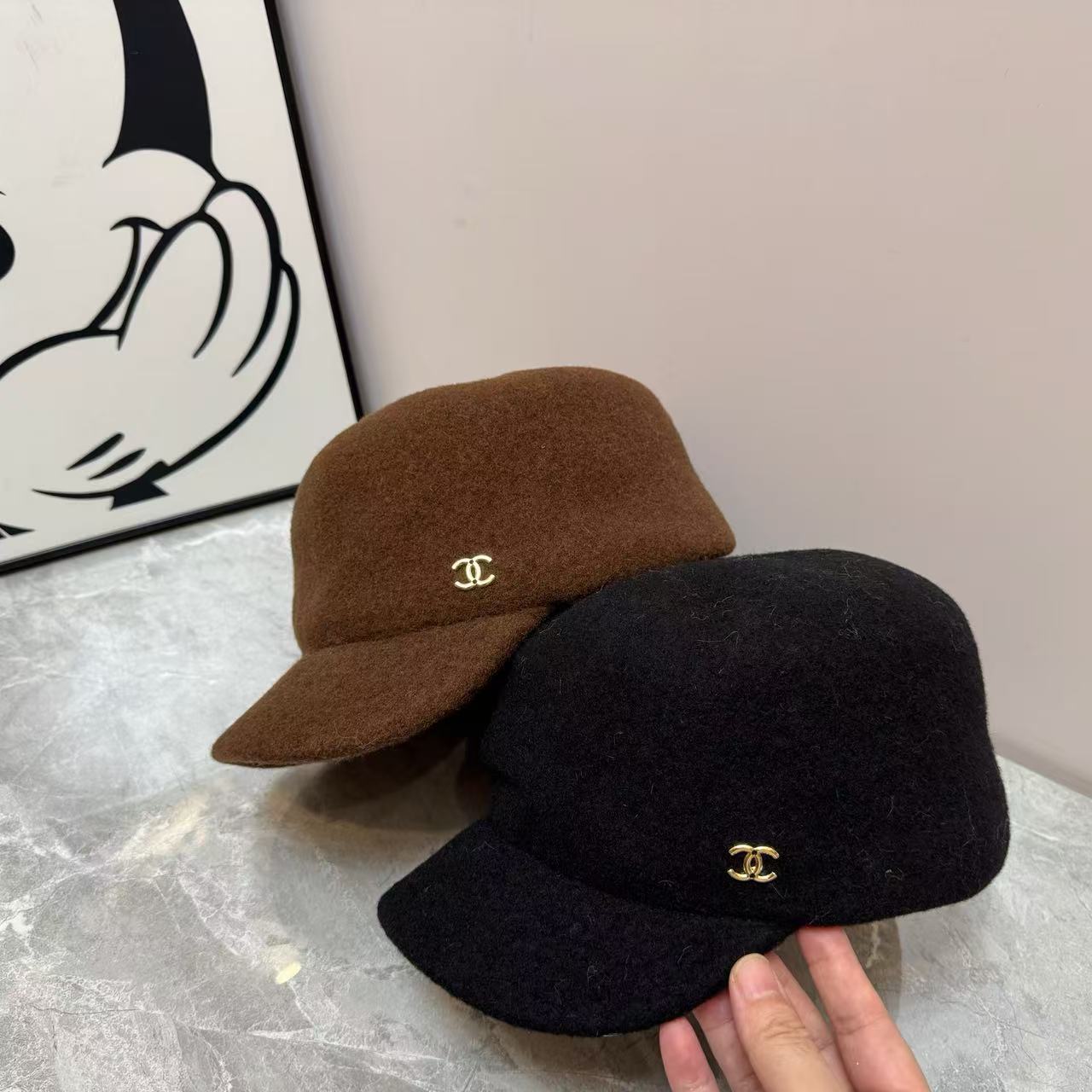 CHANE1 ダブルC ウール ベースボールキャップ【50％割引+送料無料】