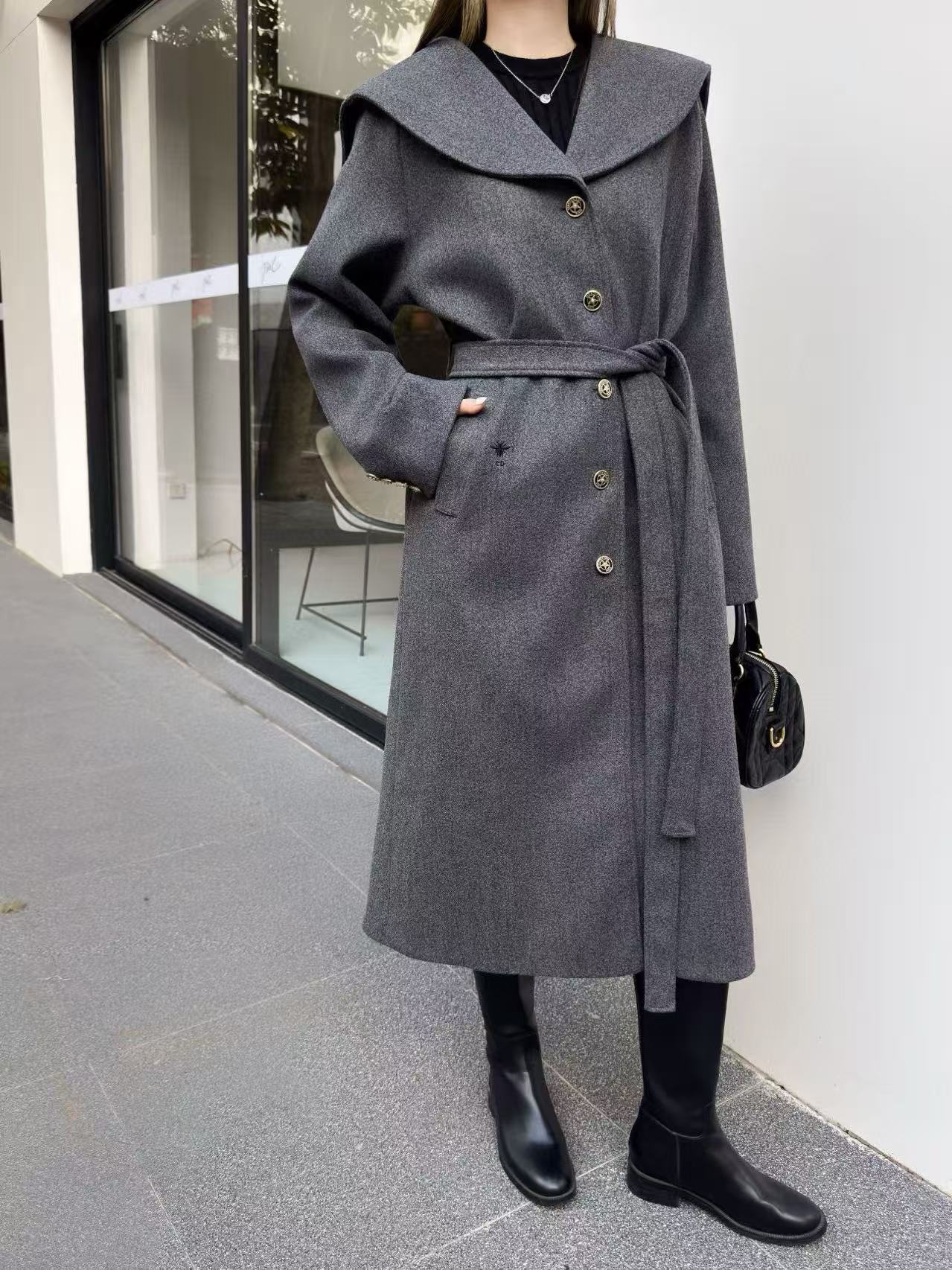 DIOR ラペルショールウールコート【50％割引+送料無料】