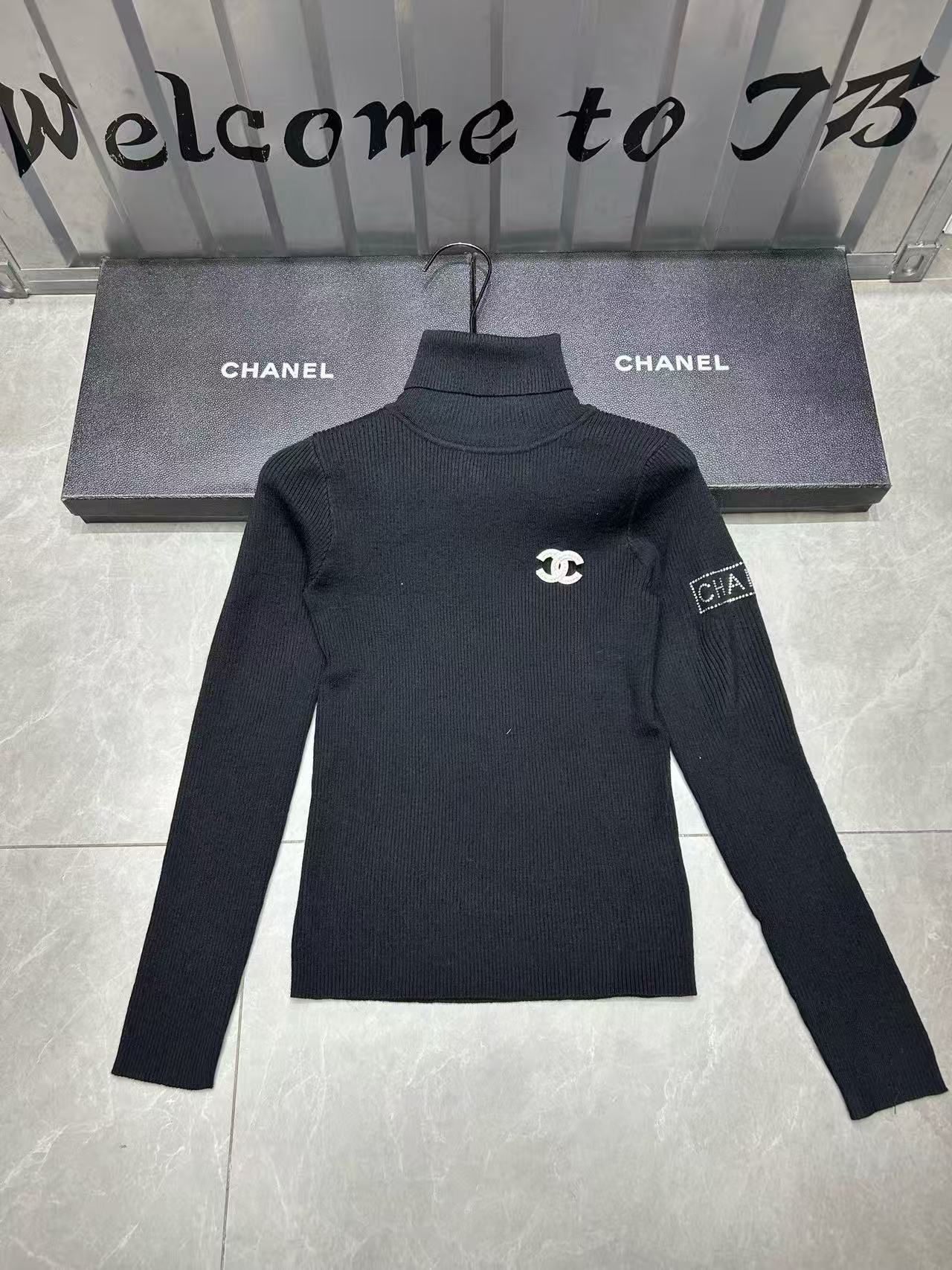 CHANE1 ダブルC ハイネック ウールセーター【50％割引+送料無料】