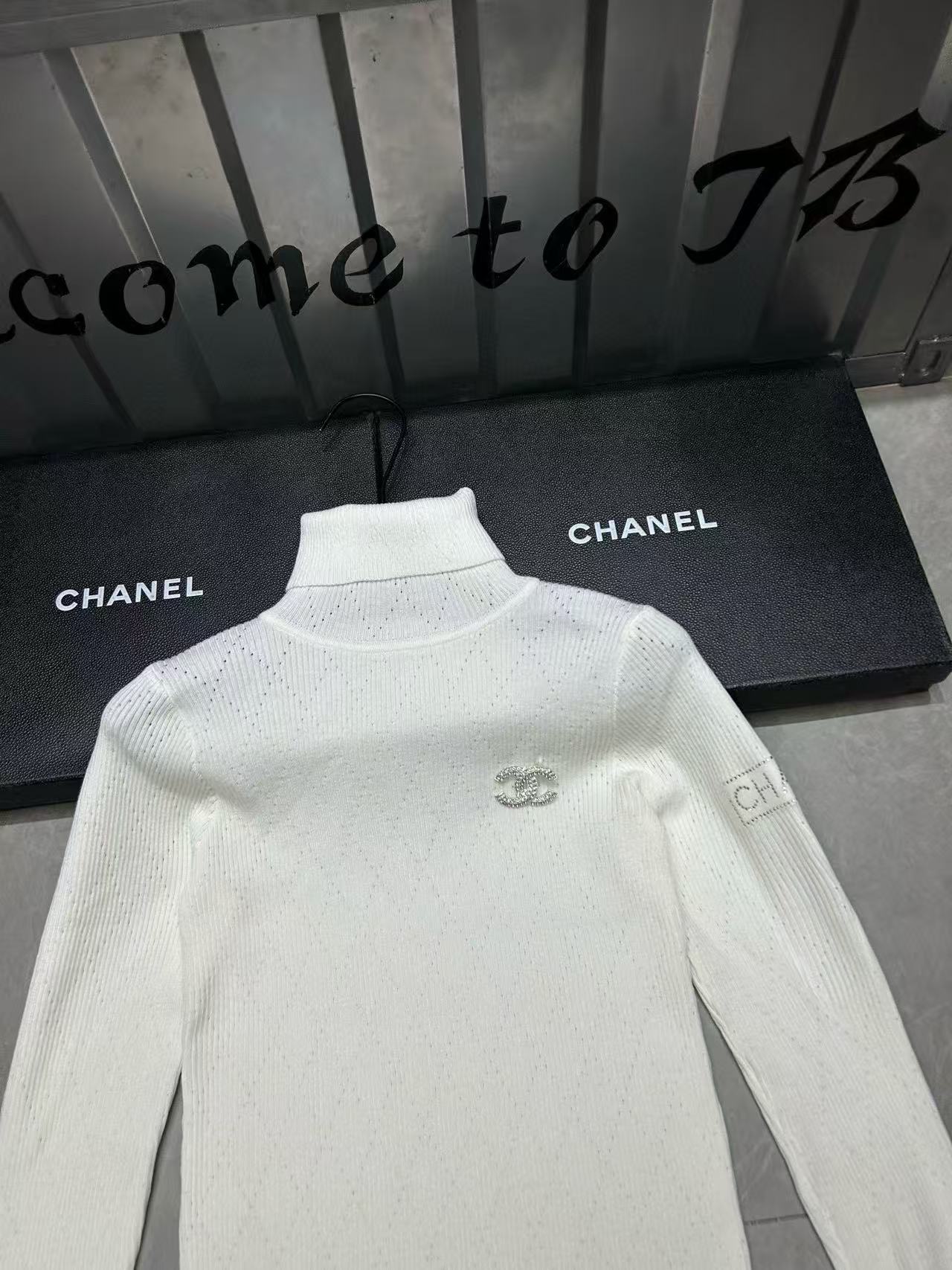 CHANE1 ダブルC ハイネック ウールセーター【50％割引+送料無料】