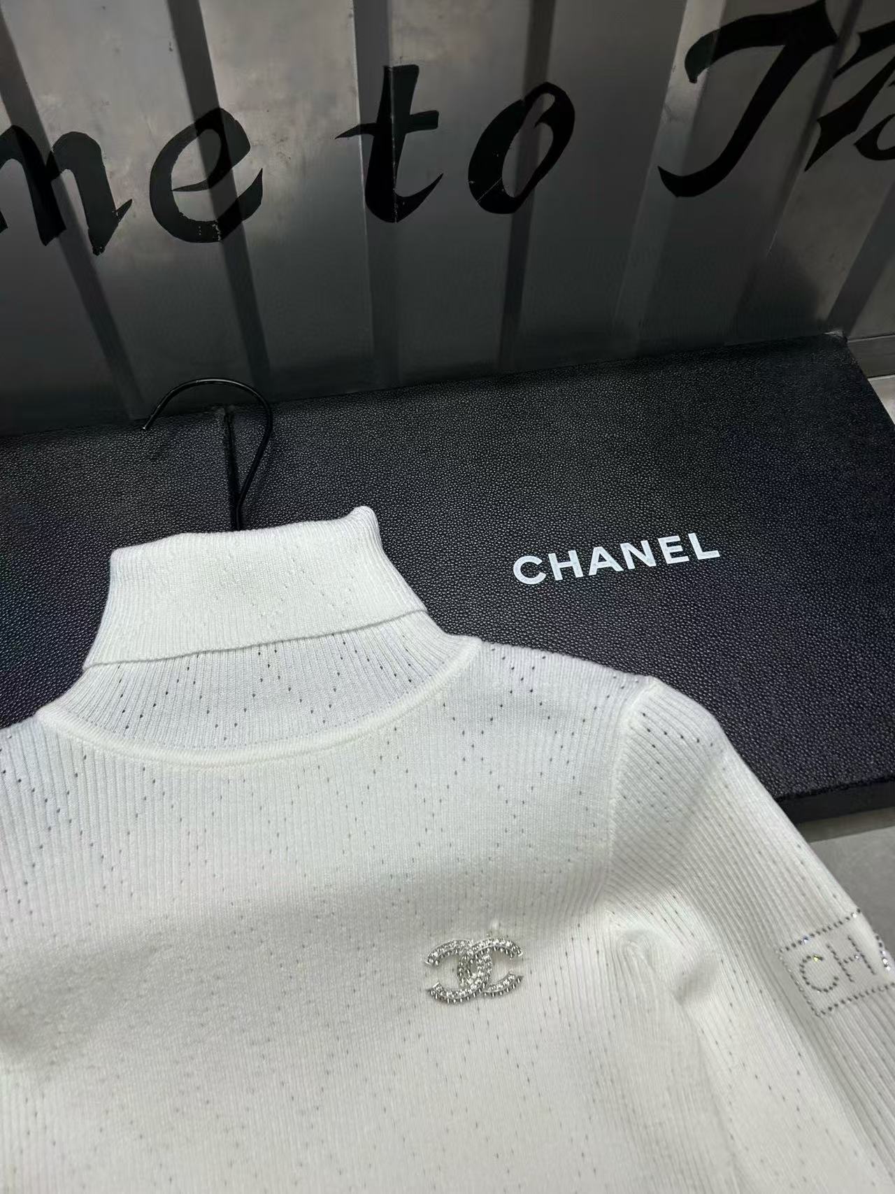 CHANE1 ダブルC ハイネック ウールセーター【50％割引+送料無料】