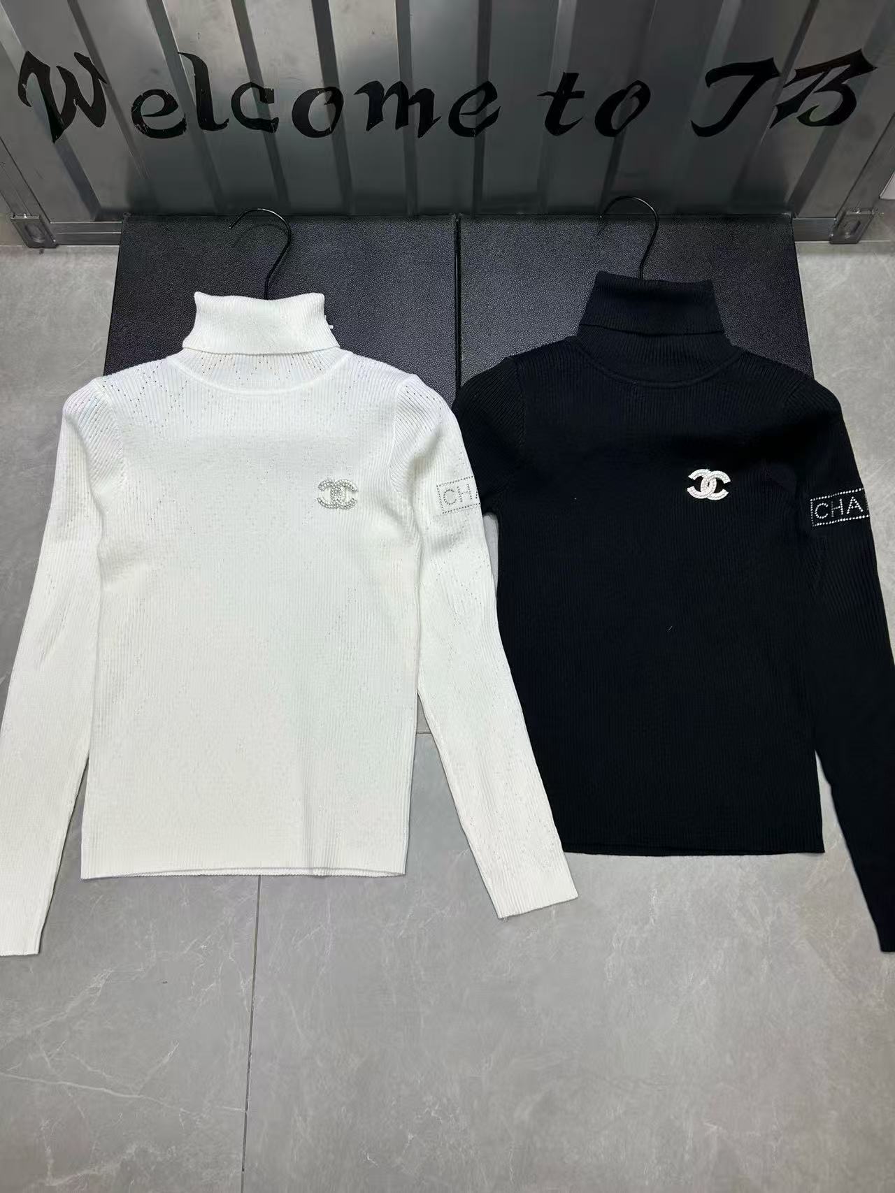 CHANE1 ダブルC ハイネック ウールセーター【50％割引+送料無料】
