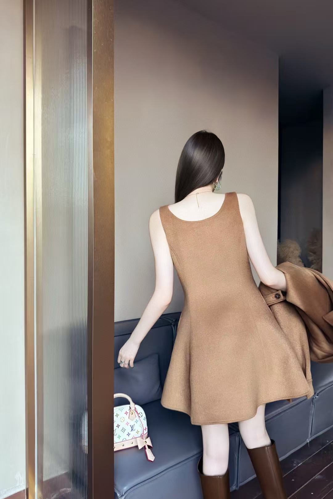 DIOR シンプルウールコート＋ドレス ツーピースセット【50％割引+送料無料】