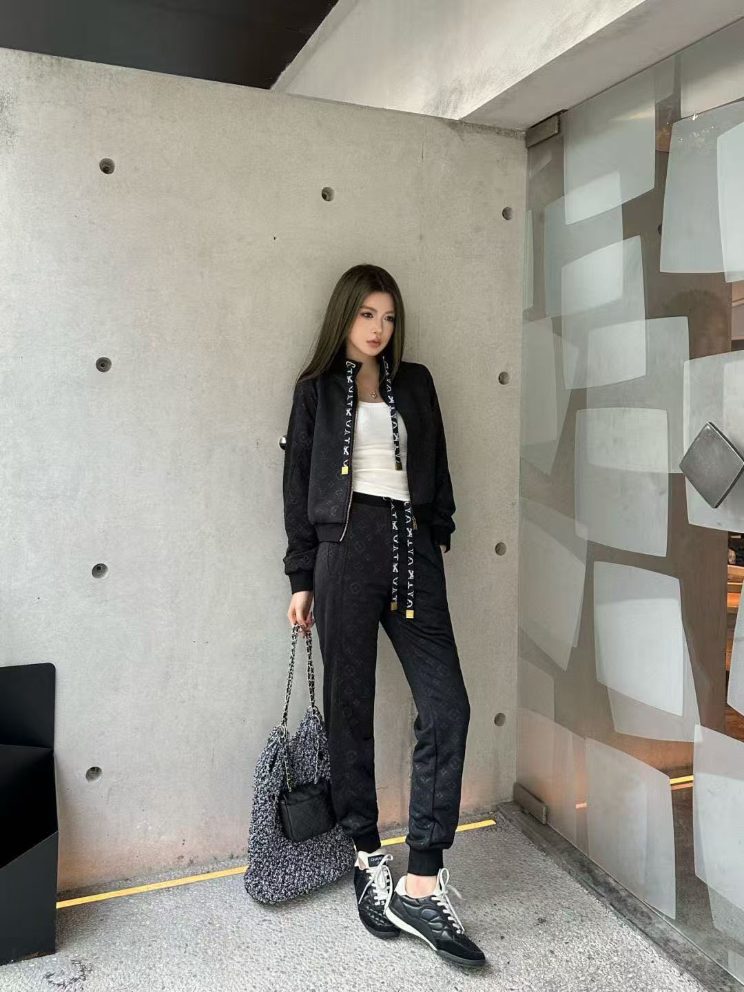 LVジャカードジッパーカジュアルスーツ【50％割引+送料無料】