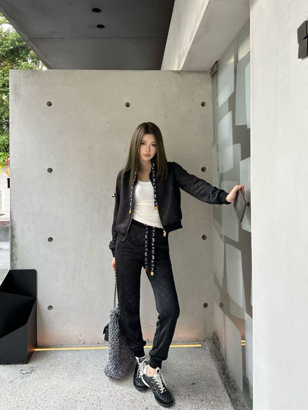 LVジャカードジッパーカジュアルスーツ【50％割引+送料無料】