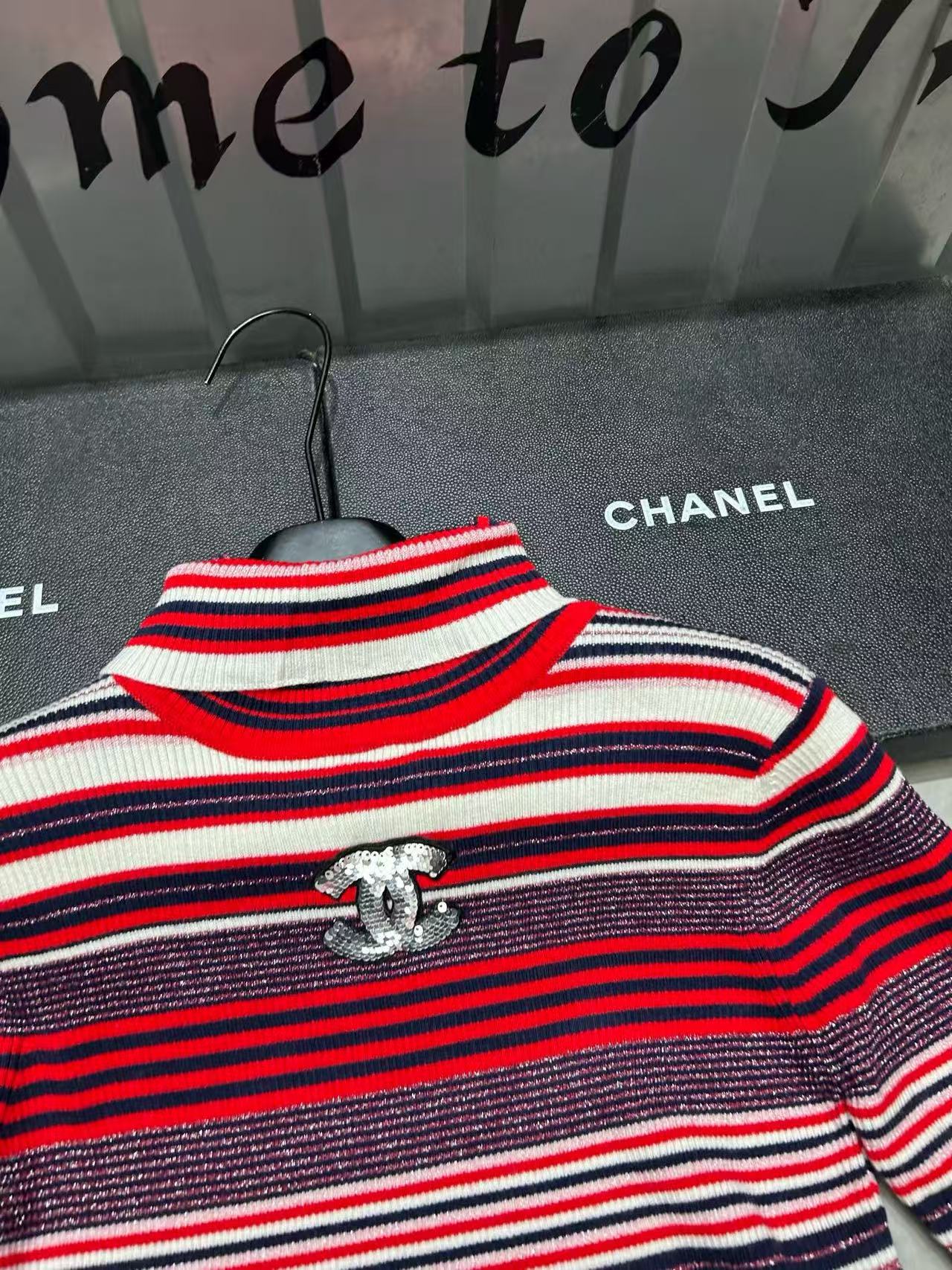 CHANE1 ダブルC カラフルタートルネックセーター【50％割引+送料無料】