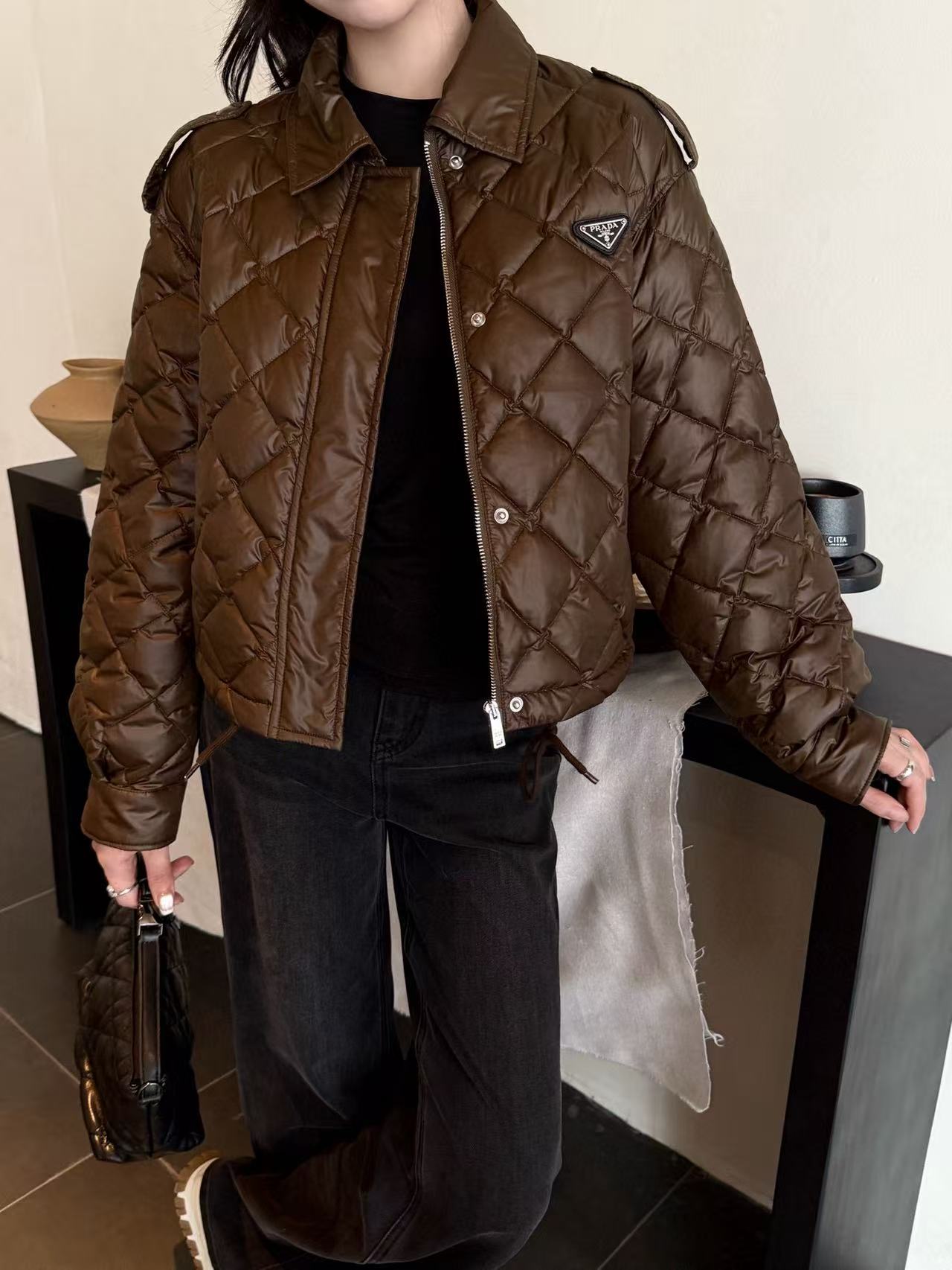 PR4DA チェック柄ショートダウンジャケット【50％割引+送料無料】