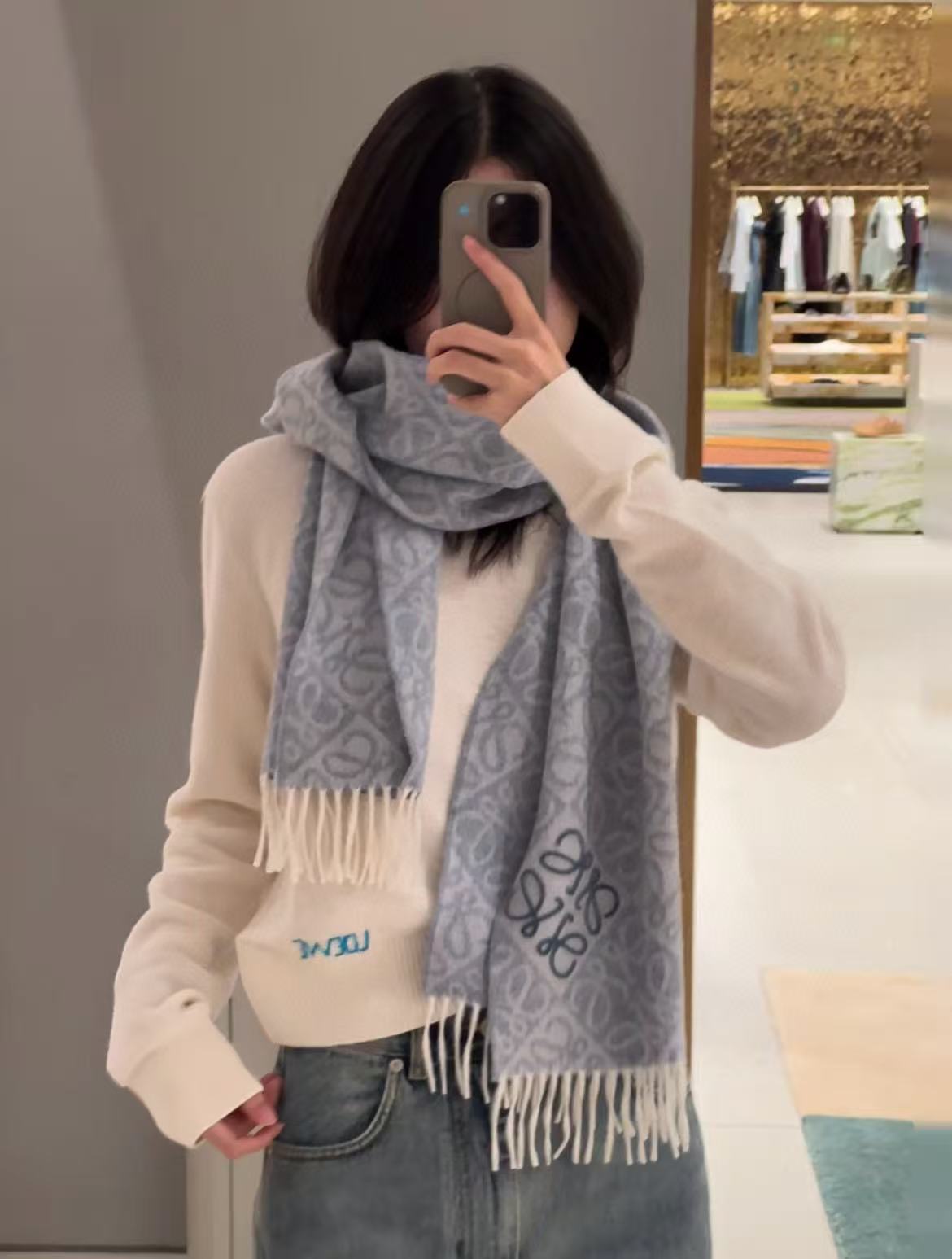 L0WEW カシミヤ タッセル スカーフ【50％割引+送料無料】