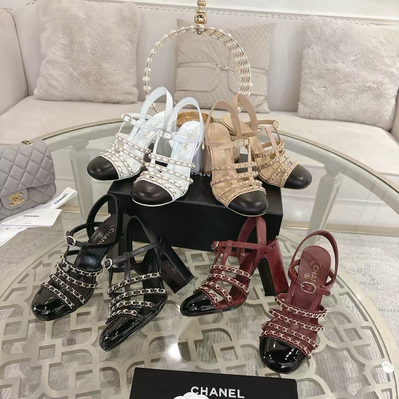 CHANE1 高品質チェーンハイヒールサンダル【50％割引+送料無料】