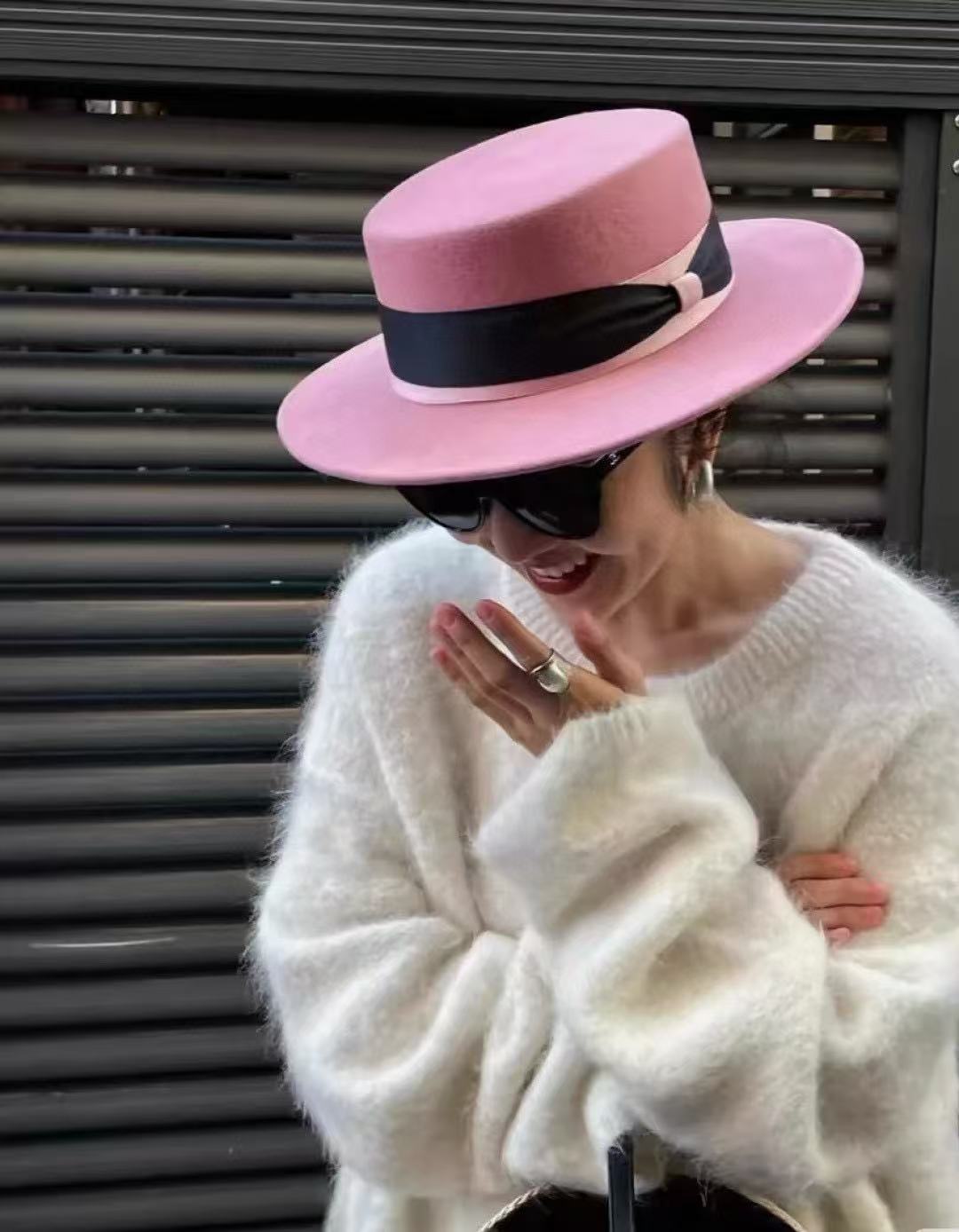 GUCC1 カラーブロック ウール フラットトップハット【50％割引+送料無料】