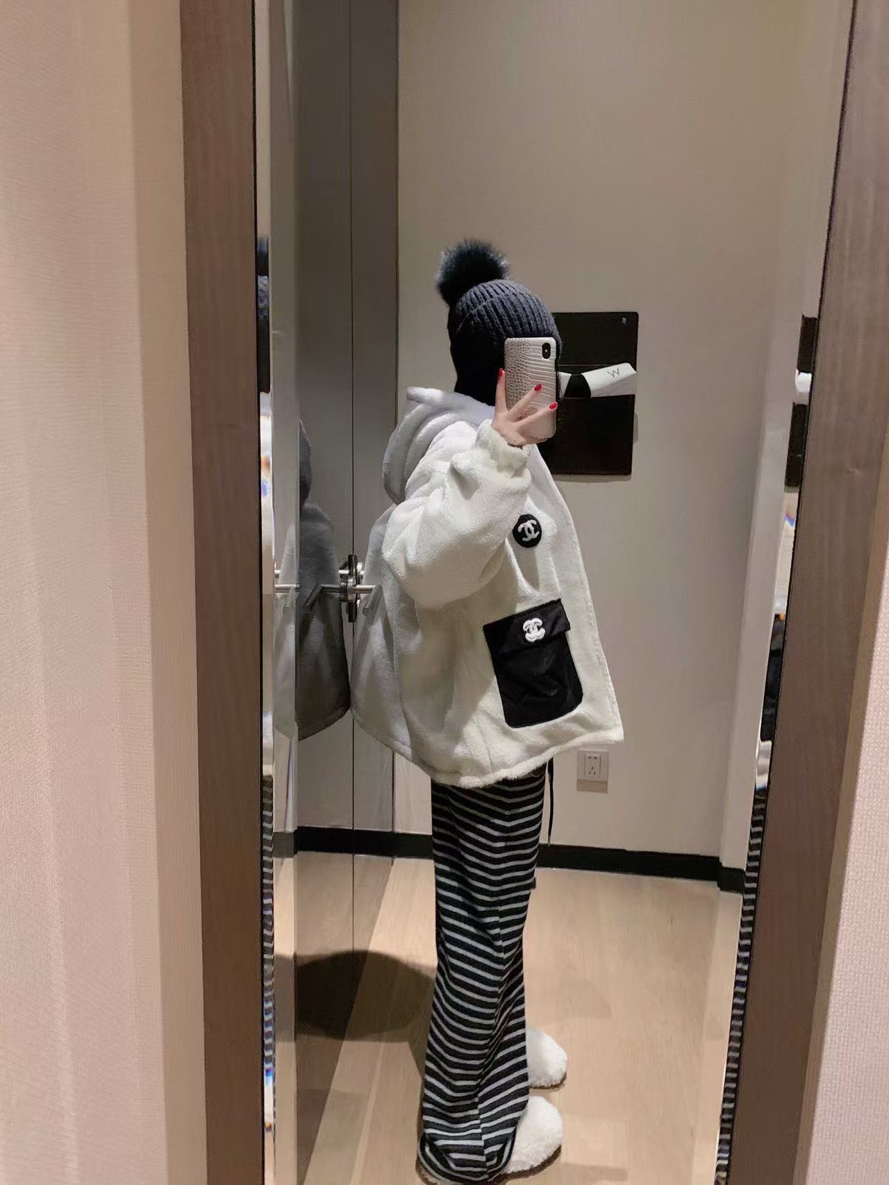 CHANE1 ツーポケット フード付きシェルパコート【50％割引+送料無料】