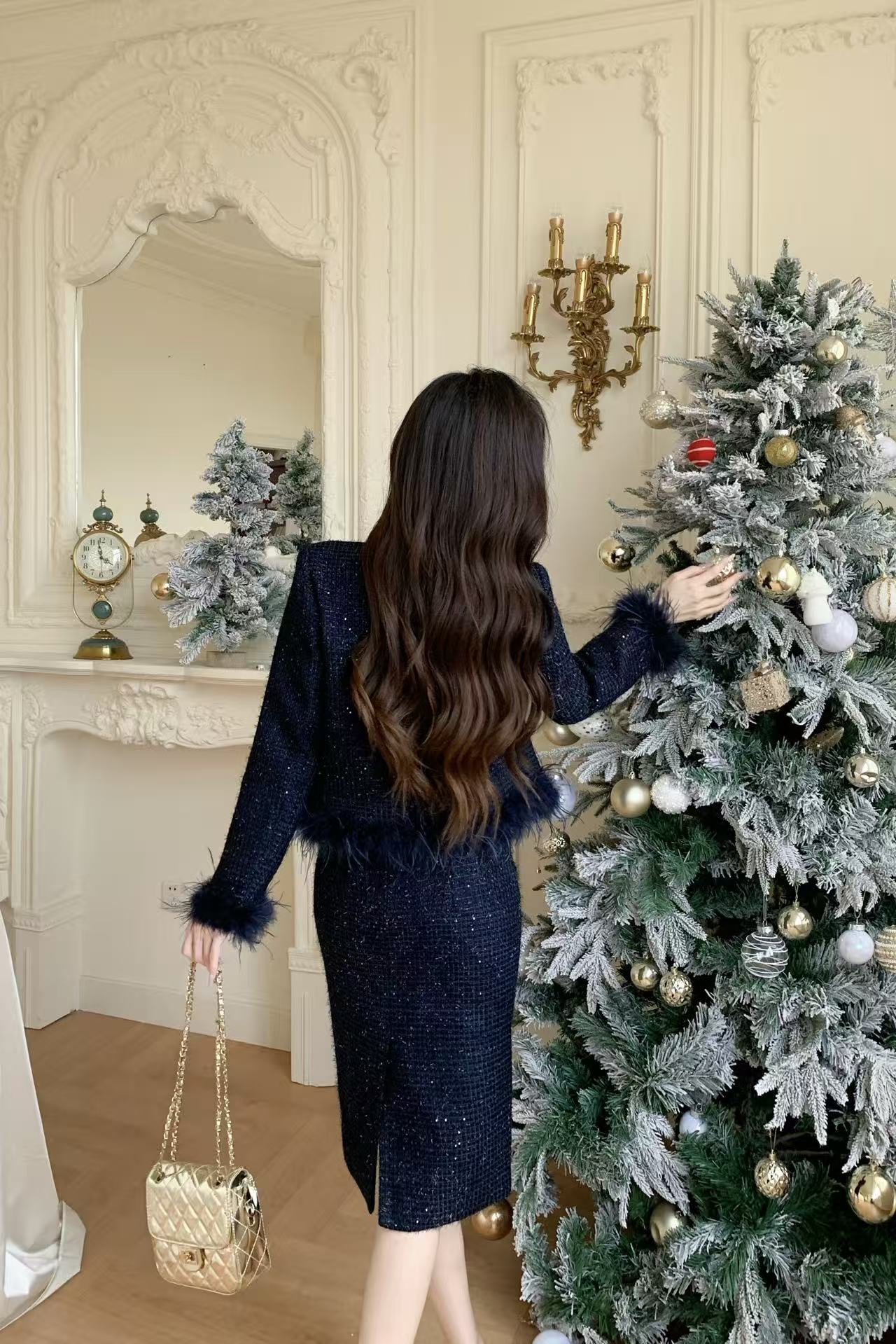 CHANE1 高品質ダブルCブローチジャケット+スカートツーピースセット【50％割引+送料無料】