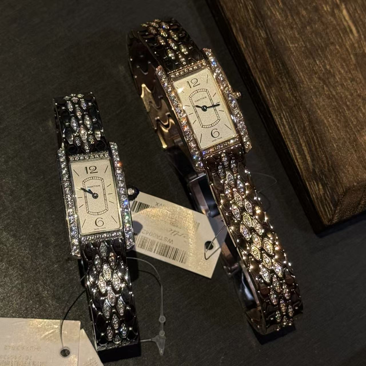 CART1ER ダイヤモンドセット スクエア ステンレススチール レディースウォッチ【50％割引+送料無料】