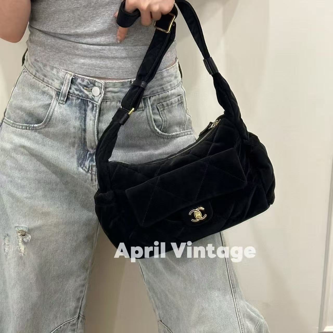 CHANE1 ベルベットレザー ショルダー/クロスボディバッグ【50％割引+送料無料】