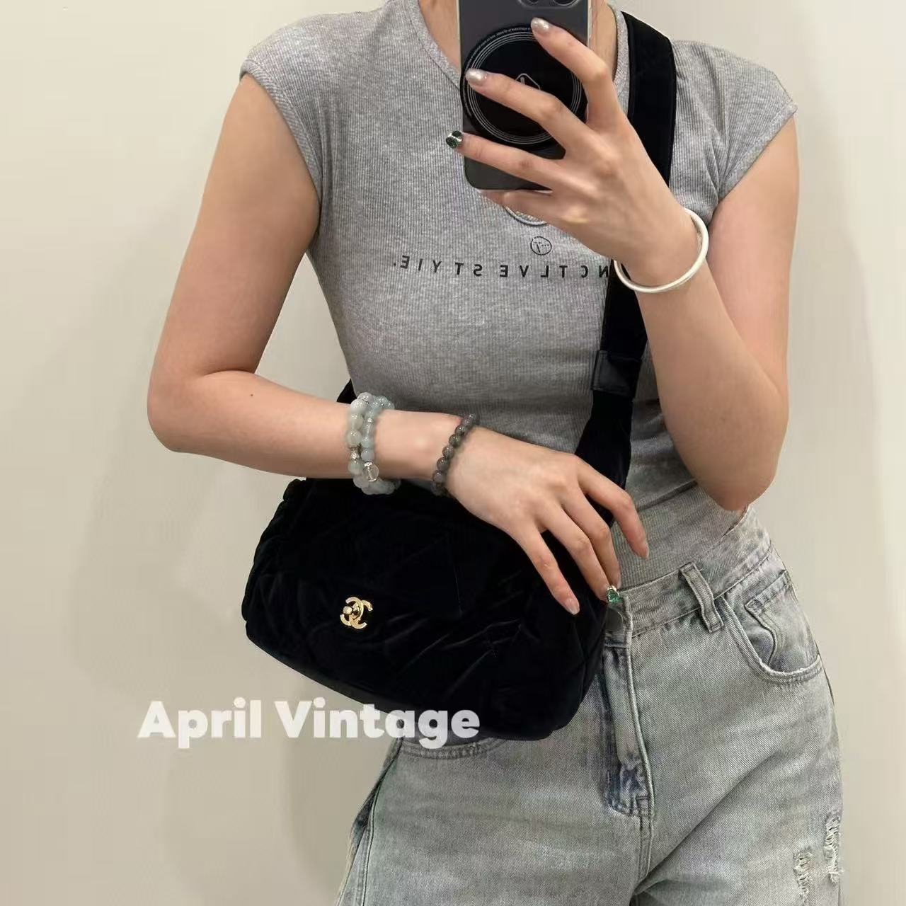 CHANE1 ベルベットレザー ショルダー/クロスボディバッグ【50％割引+送料無料】